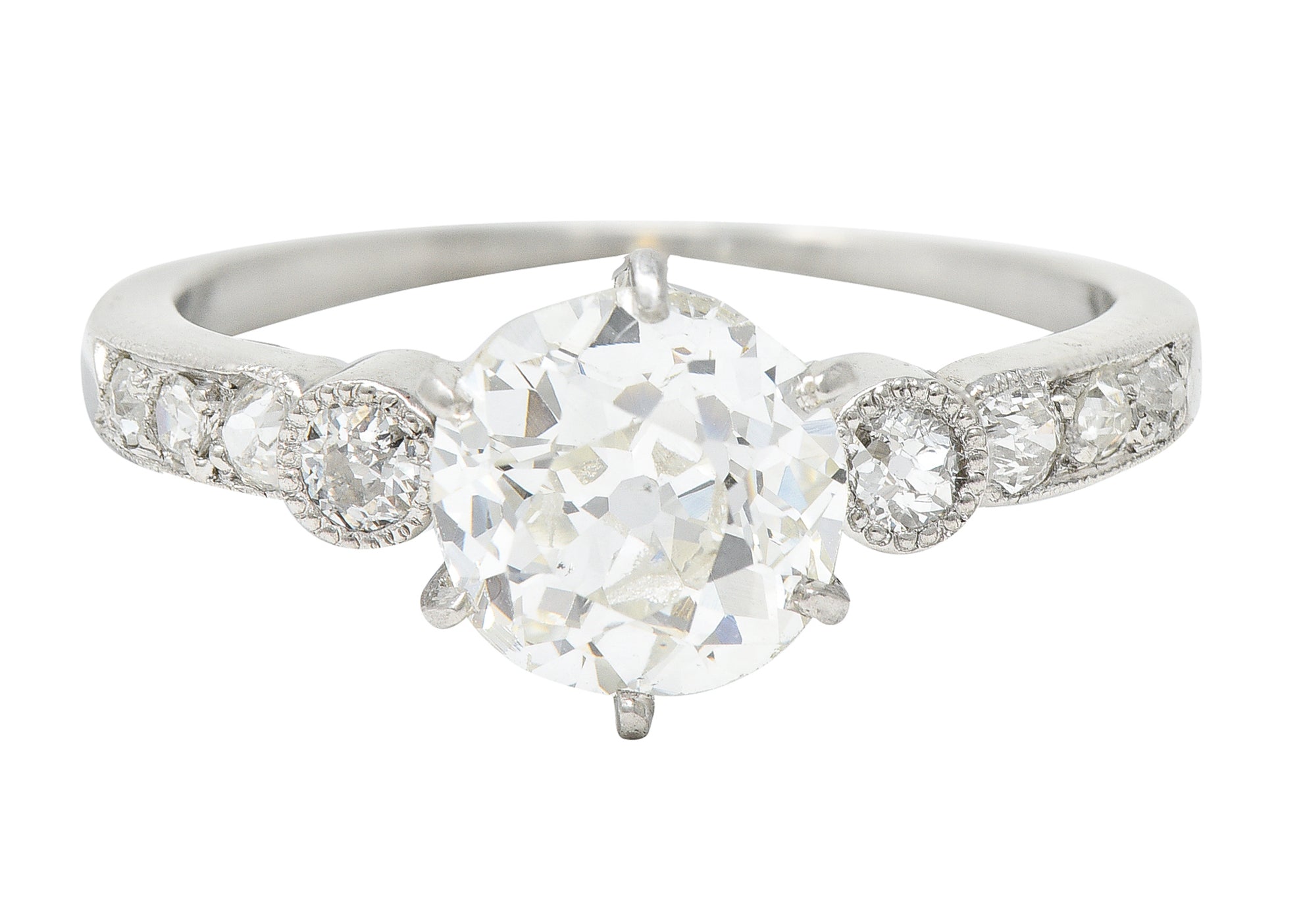 Edwardian 1.95 CTW Old Mine Diamond Platinum Engagement RingRing - Wilson's Estate Jewelry