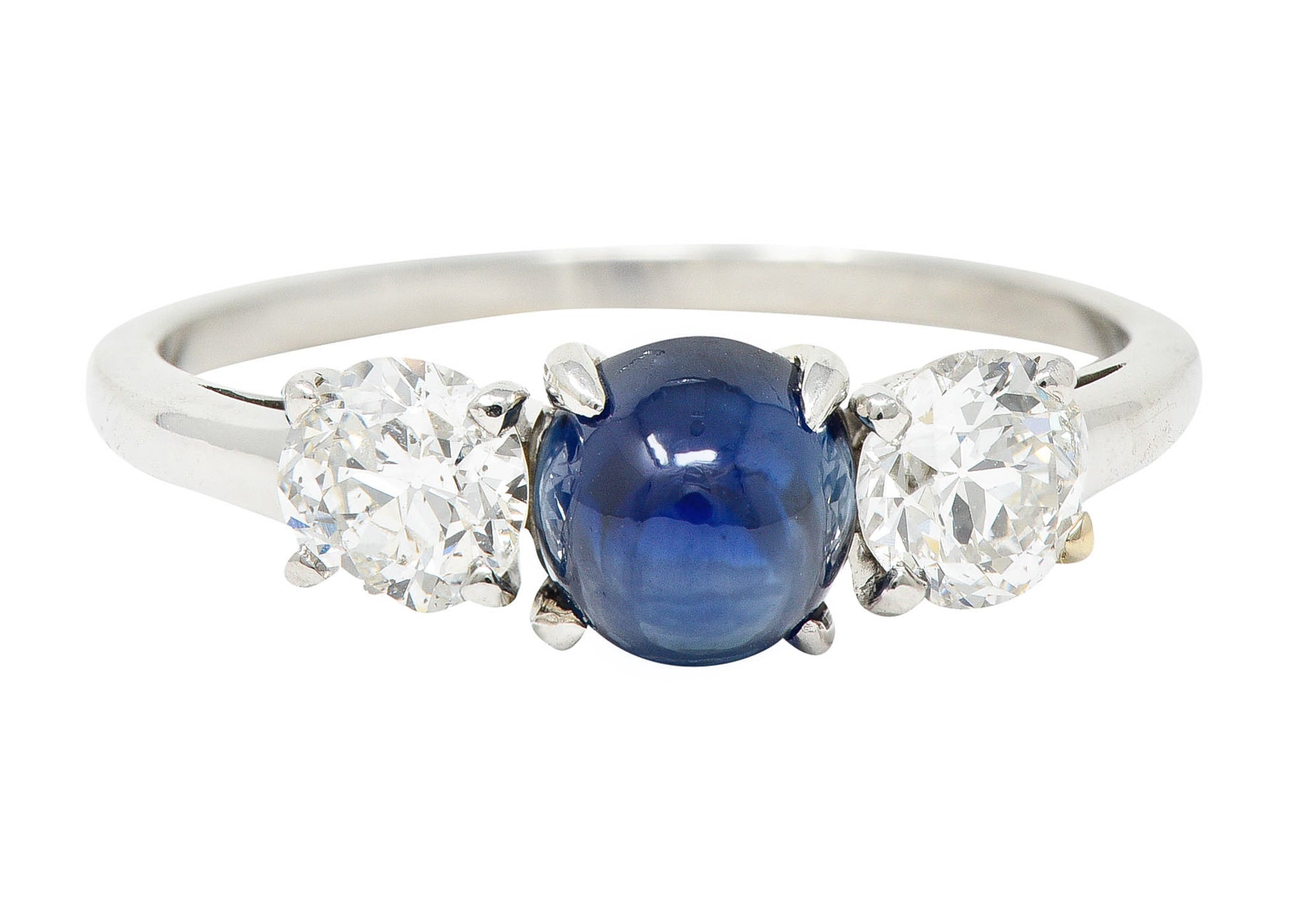 Raymond Yard 2.80 CTW No Heat Cabochon Sapphire Diamond Platinum Ring GIARing - Wilson's Estate Jewelry