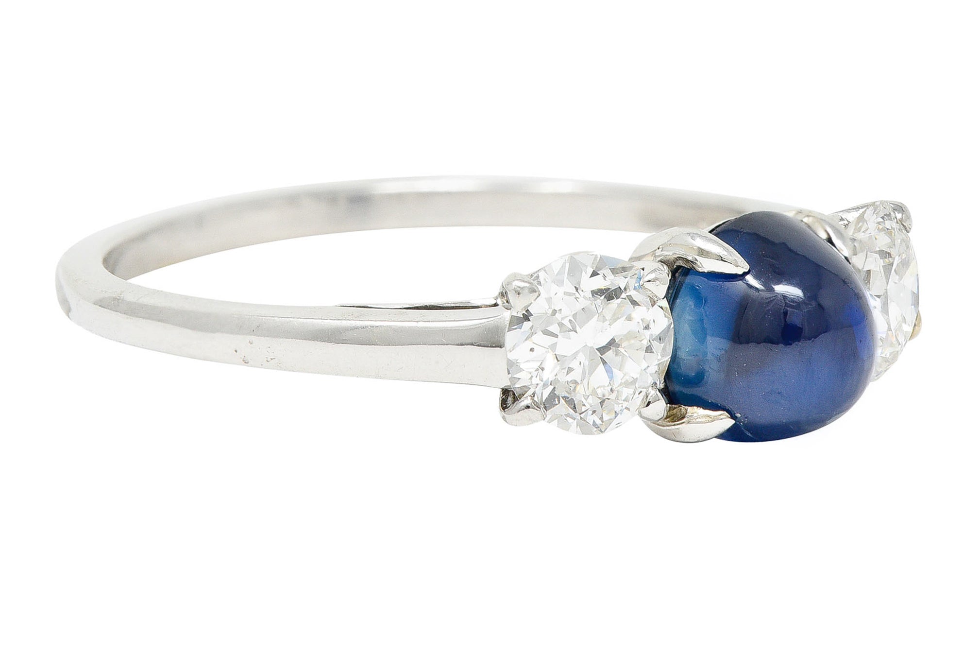 Raymond Yard 2.80 CTW No Heat Cabochon Sapphire Diamond Platinum Ring GIARing - Wilson's Estate Jewelry