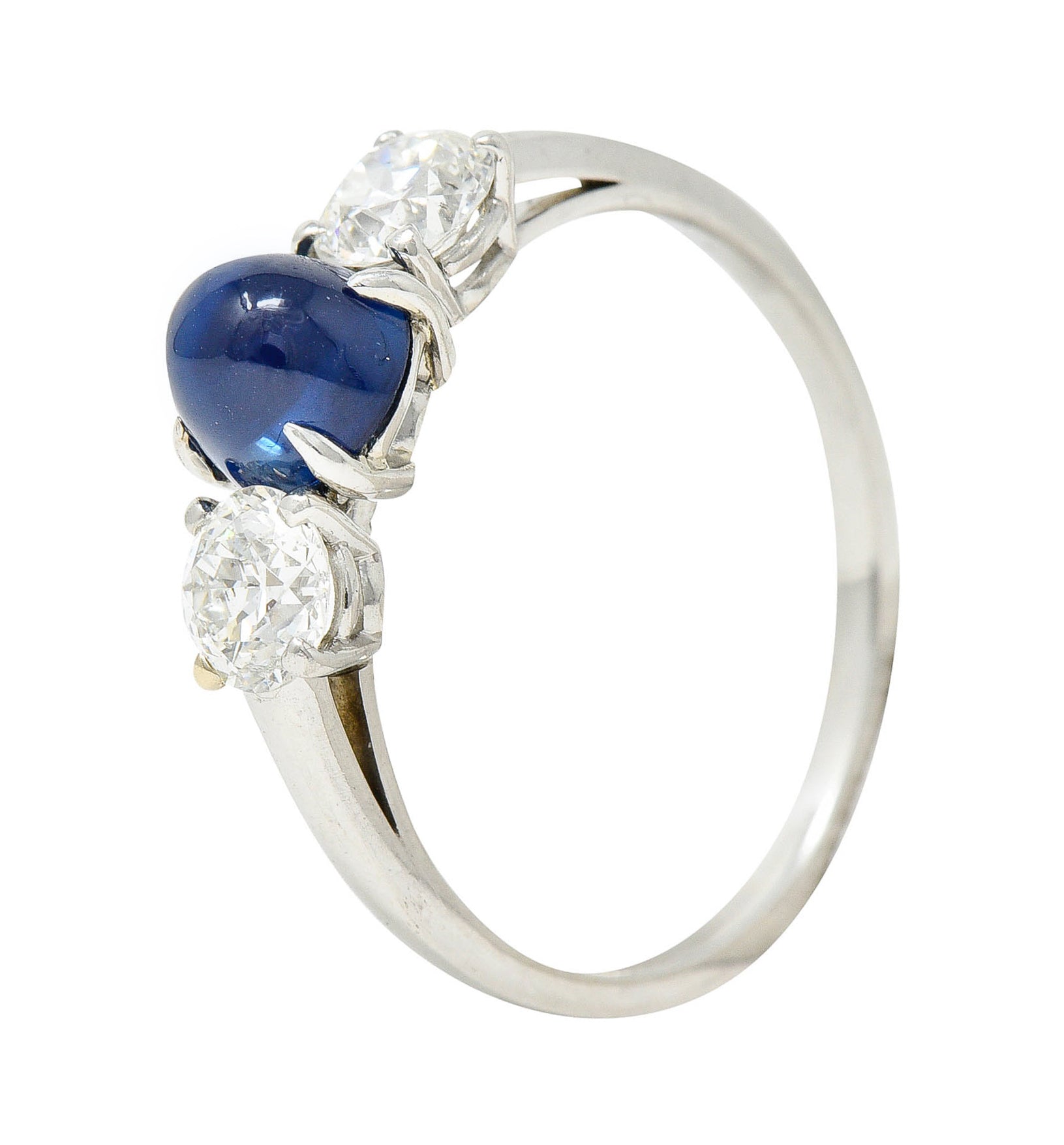 Raymond Yard 2.80 CTW No Heat Cabochon Sapphire Diamond Platinum Ring GIARing - Wilson's Estate Jewelry