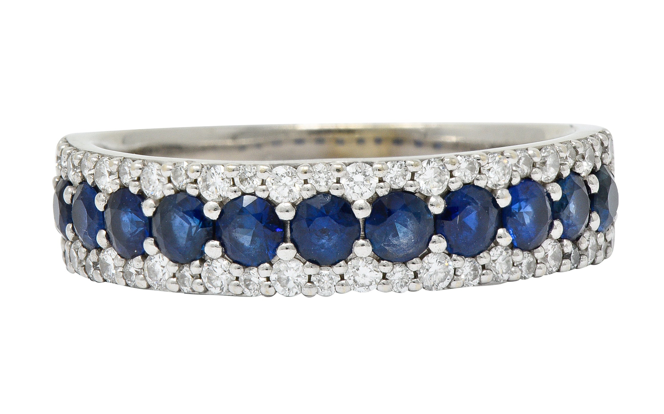 Contemporary 2.05 CTW Sapphire Diamond 14 Karat White Gold Band RingRing - Wilson's Estate Jewelry