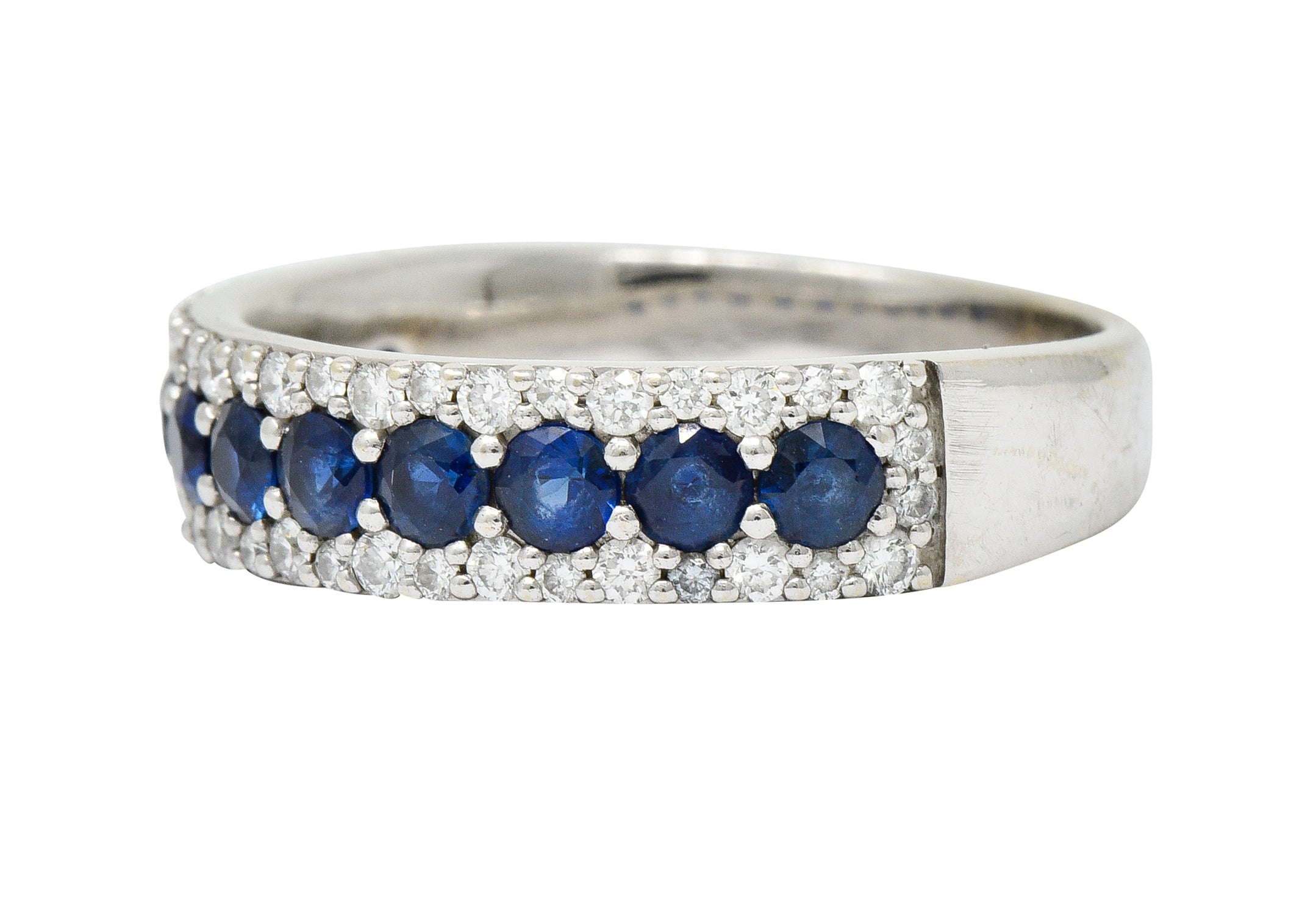 Contemporary 2.05 CTW Sapphire Diamond 14 Karat White Gold Band RingRing - Wilson's Estate Jewelry