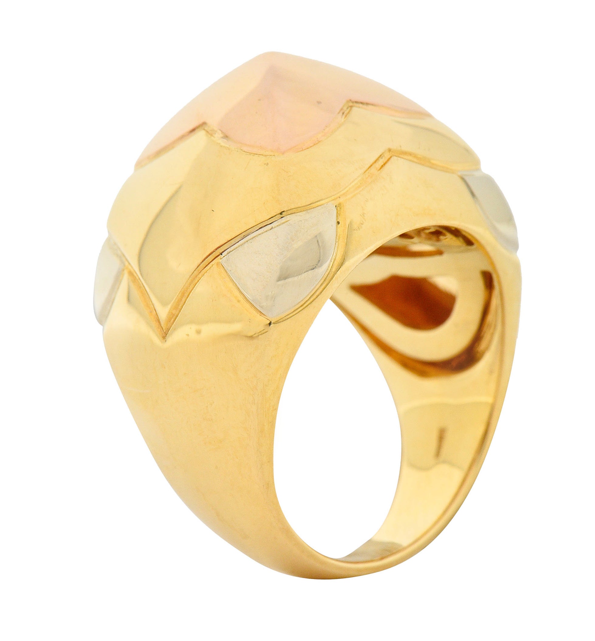 Bulgari 18 Karat Tri-Colored Gold Pyramide Band RingRing - Wilson's Estate Jewelry