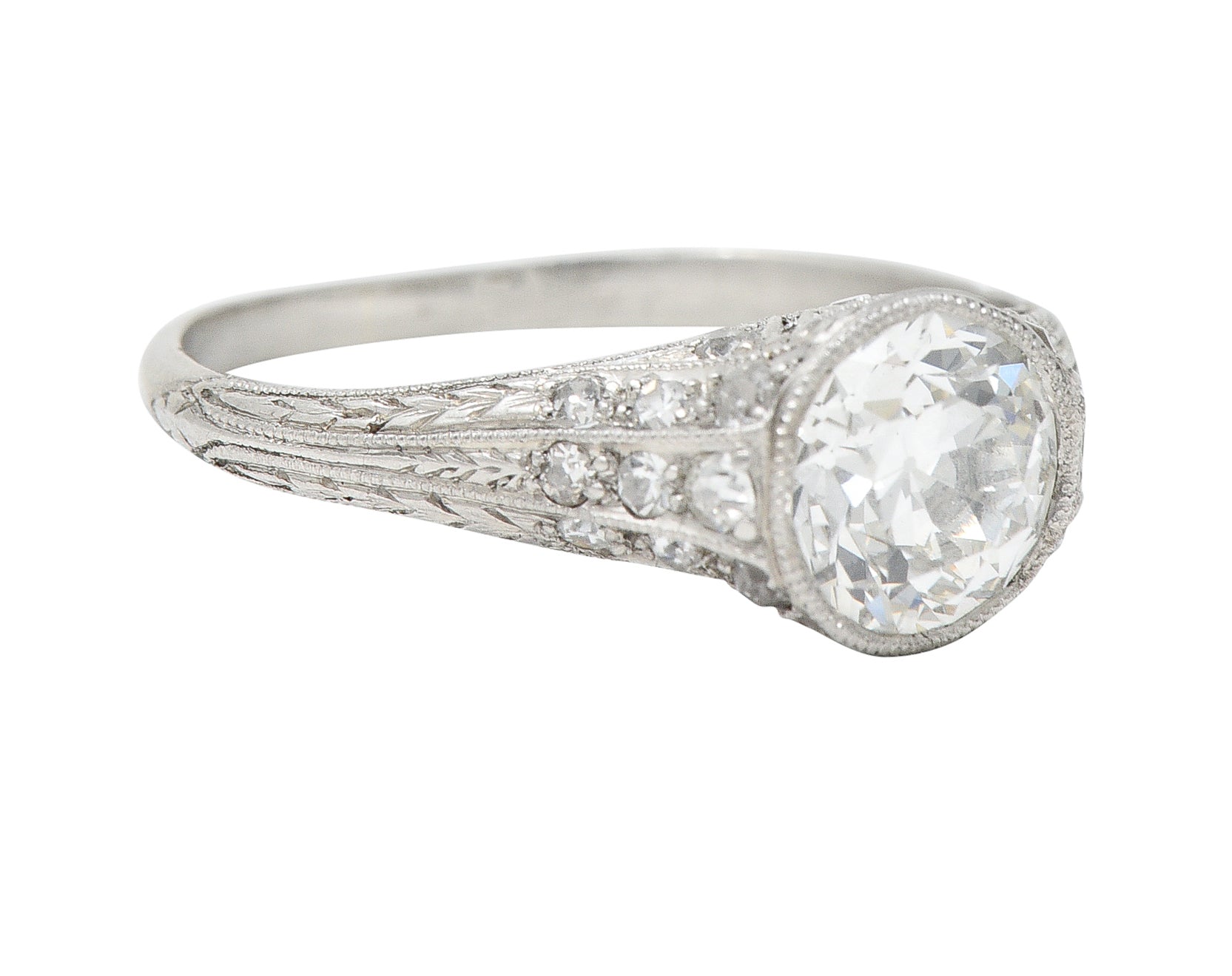 1930's Art Deco 1.35 CTW Diamond Platinum Bezel Engagement RingRing - Wilson's Estate Jewelry