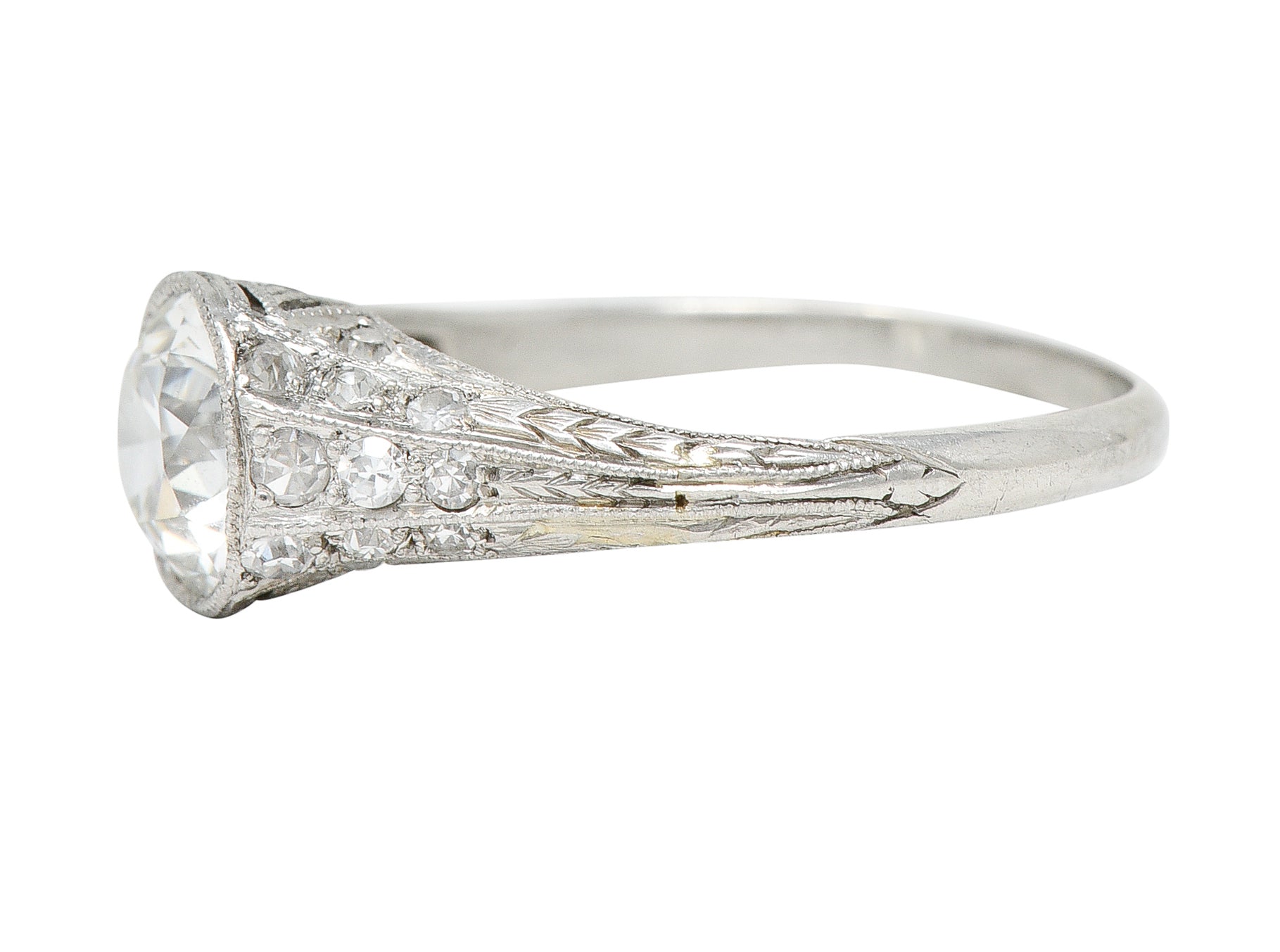 1930's Art Deco 1.35 CTW Diamond Platinum Bezel Engagement RingRing - Wilson's Estate Jewelry