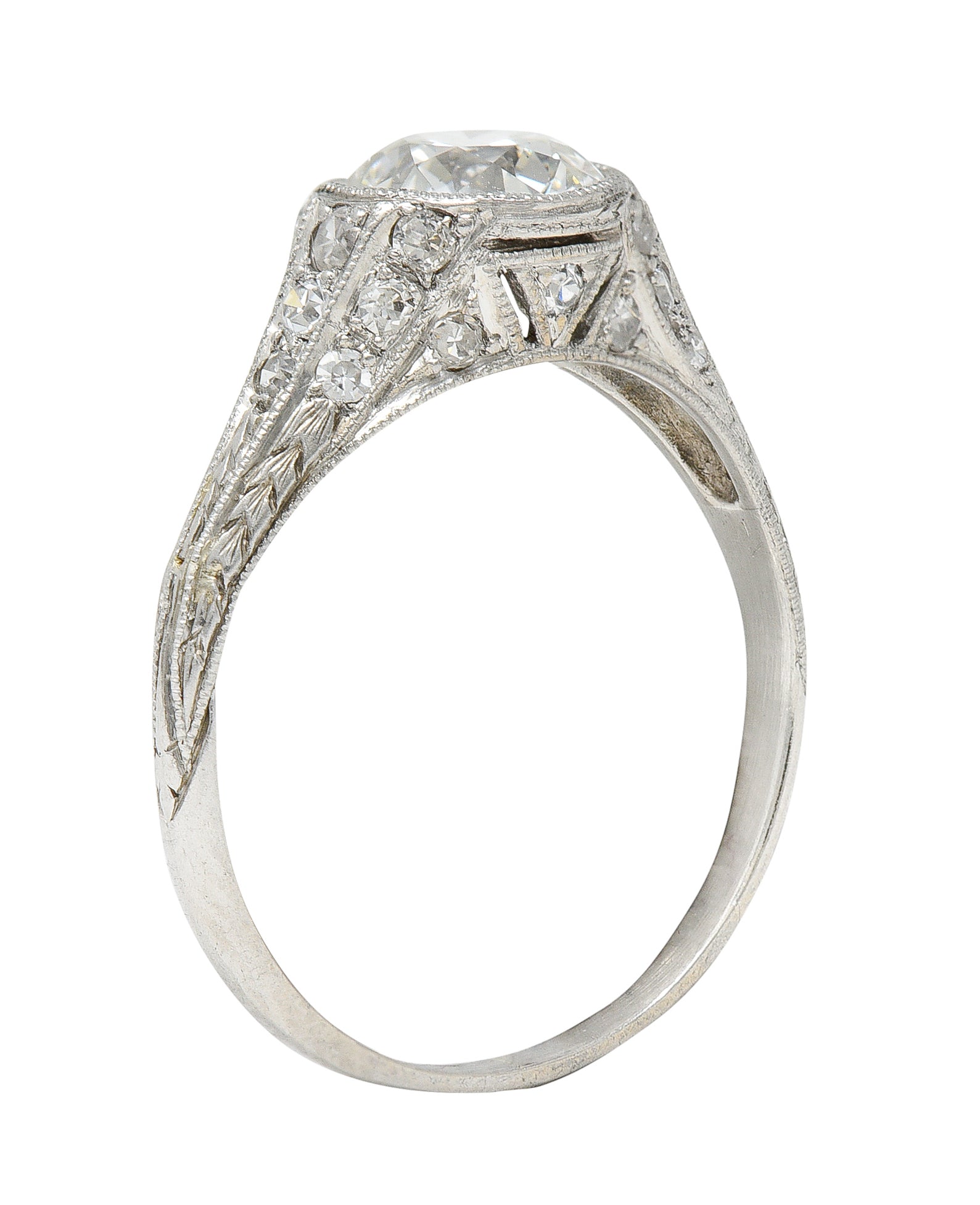 1930's Art Deco 1.35 CTW Diamond Platinum Bezel Engagement RingRing - Wilson's Estate Jewelry