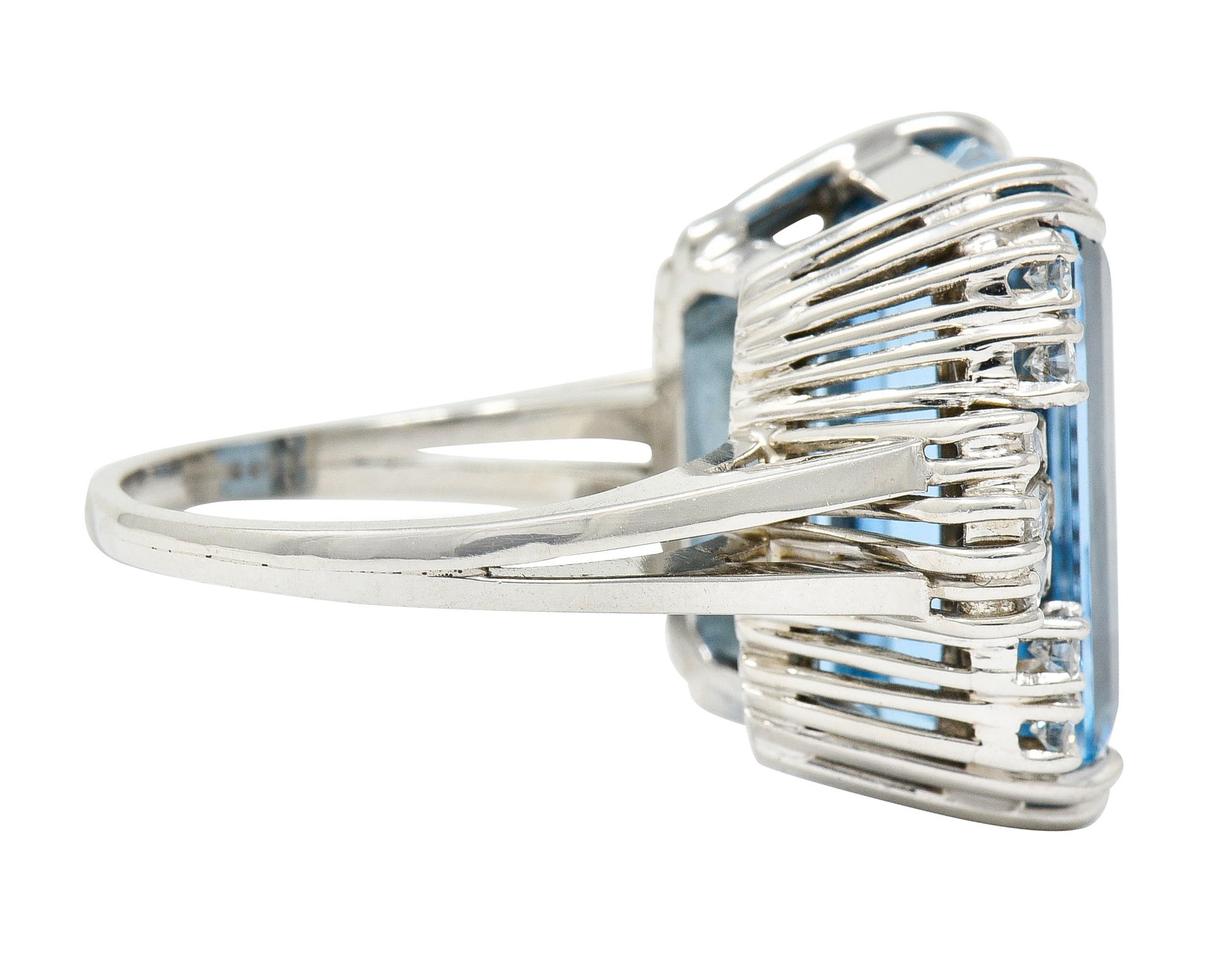 Felger Inc. Mid-Century 17.50 CTW Aquamarine Diamond Platinum Statement Ring Circa 1950Ring - Wilson's Estate Jewelry