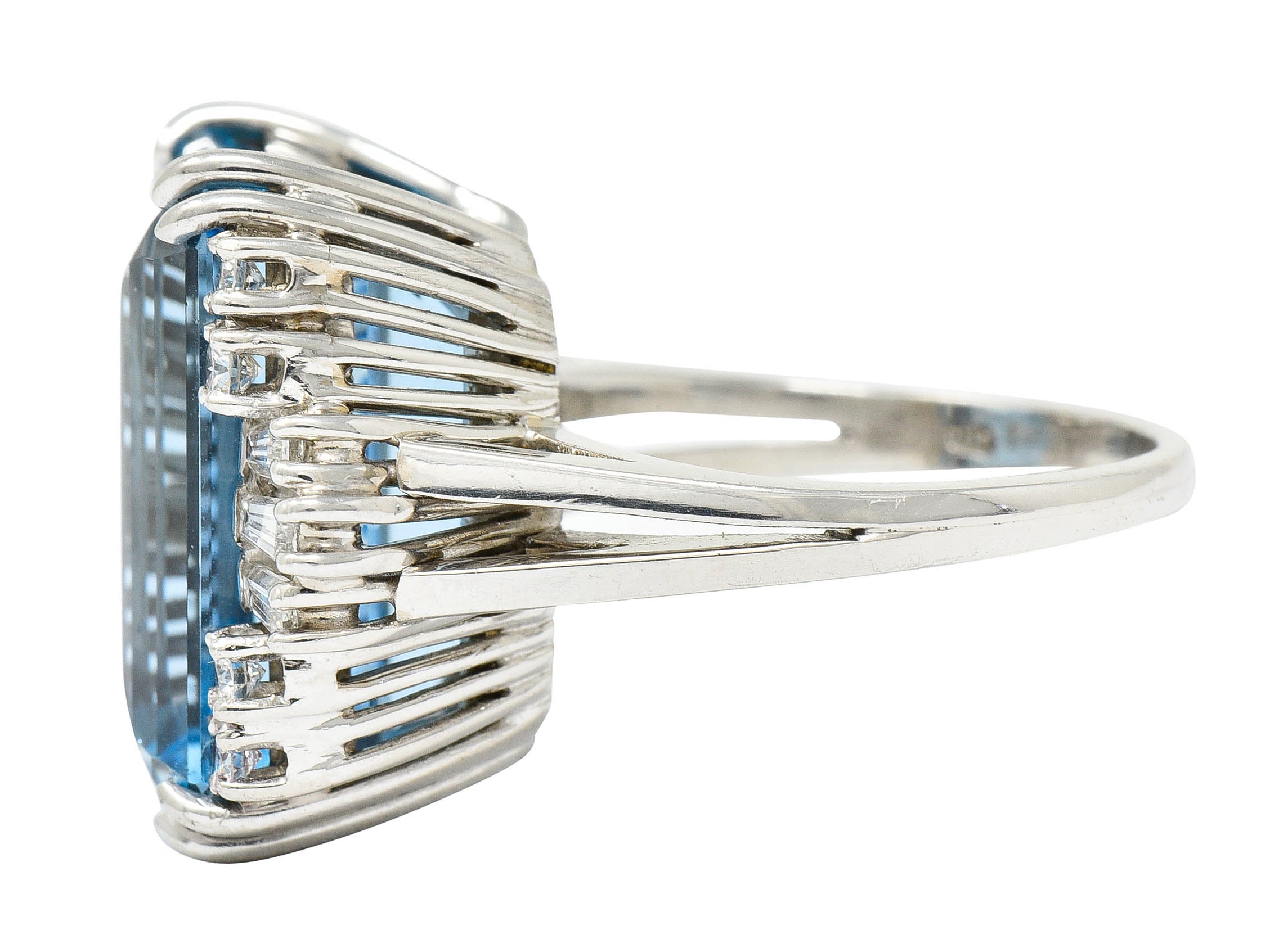 Felger Inc. Mid-Century 17.50 CTW Aquamarine Diamond Platinum Statement Ring Circa 1950Ring - Wilson's Estate Jewelry