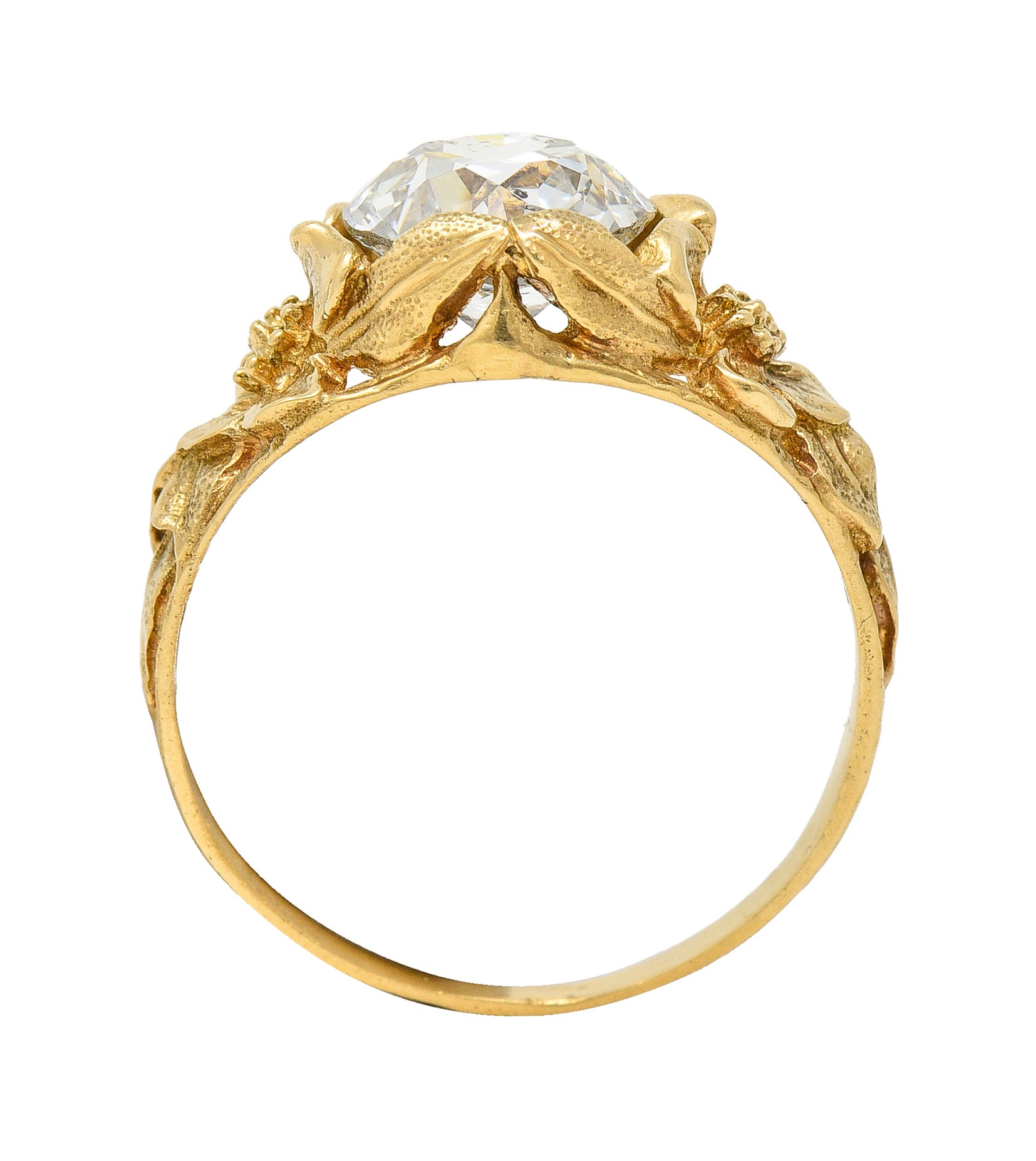 Art Nouveau 1.93 CTW Diamond 14 Karat Gold Blossom Antique Engagement Ring