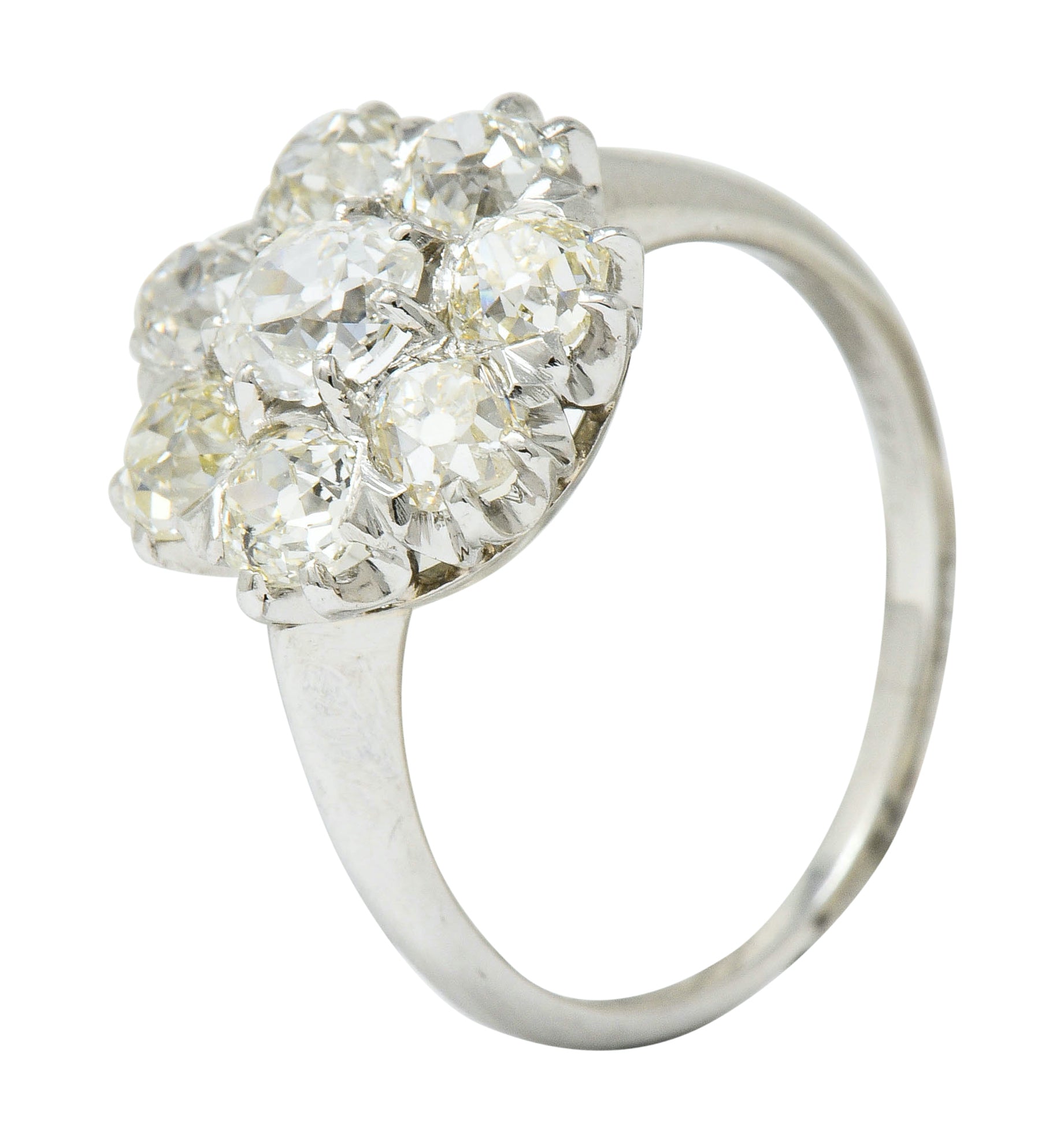 Edwardian 2.50 CTW Diamond Platinum Cluster Ring - Wilson's Estate Jewelry