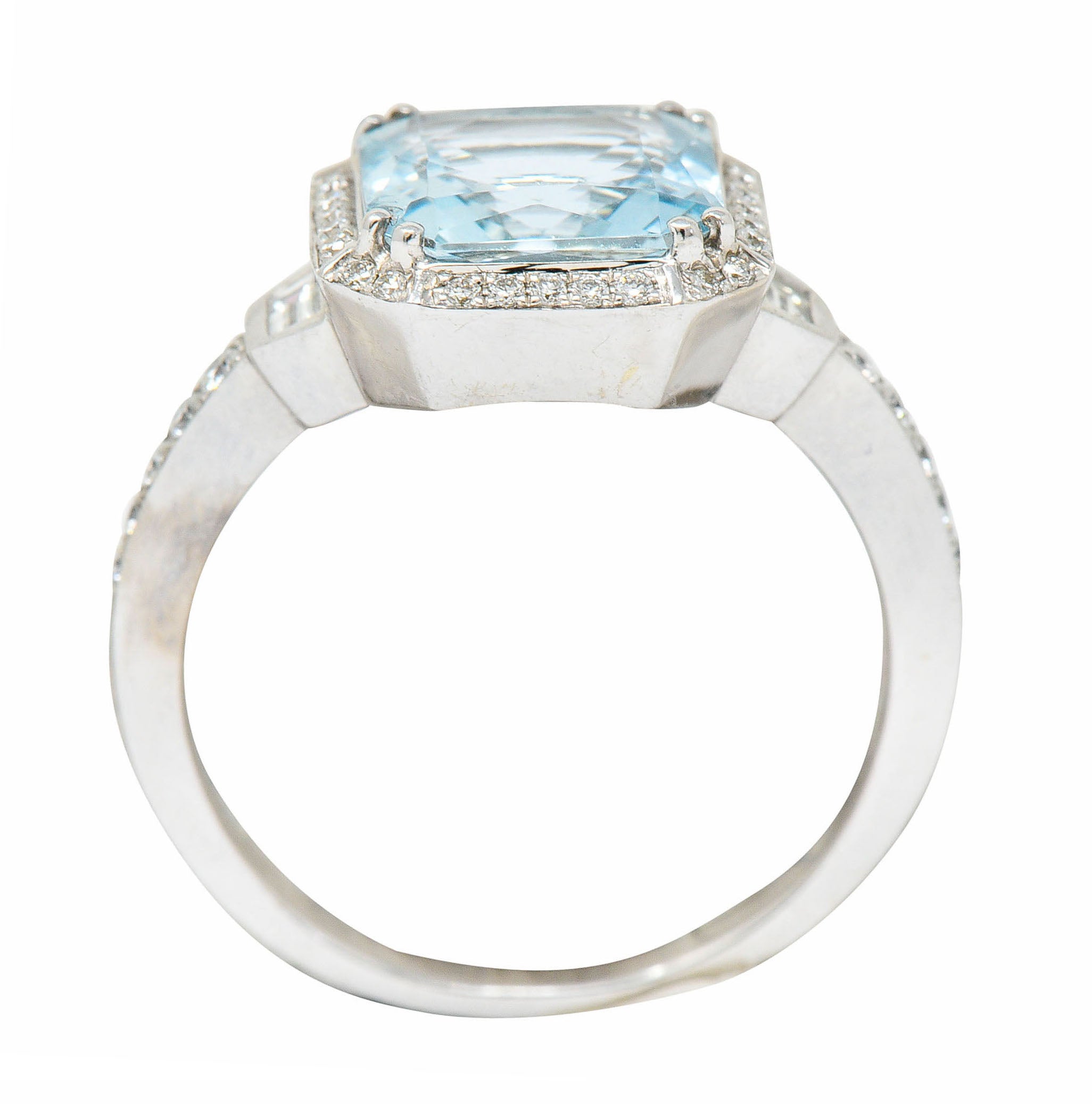 Square 3.50 CTW Aquamarine Diamond 14 Karat White Gold Gemstone RingRing - Wilson's Estate Jewelry