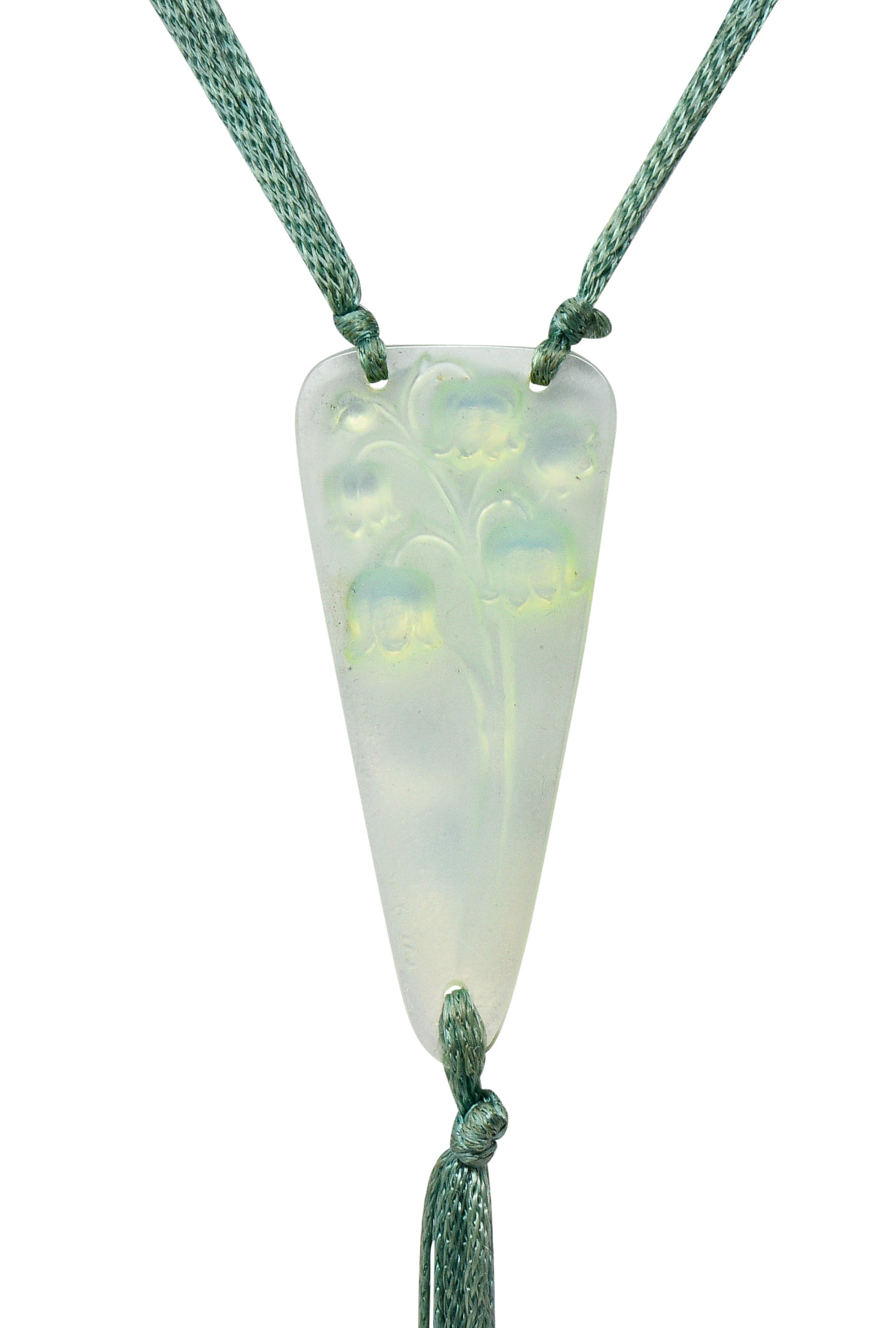 Rene Lalique Art Nouveau Frosted Glass Silk Lily Of The Valley Tassel Pendant NecklaceNecklace - Wilson's Estate Jewelry