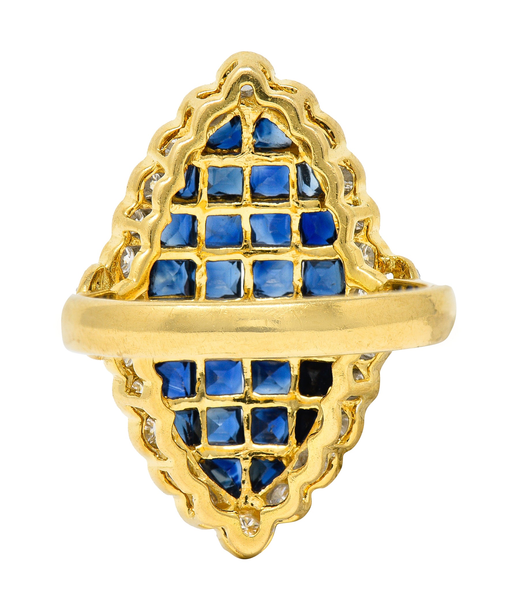 1980's Vintage 4.05 CTW Sapphire Diamond 18 Karat Two-Tone Gold Mystery Set RingRing - Wilson's Estate Jewelry