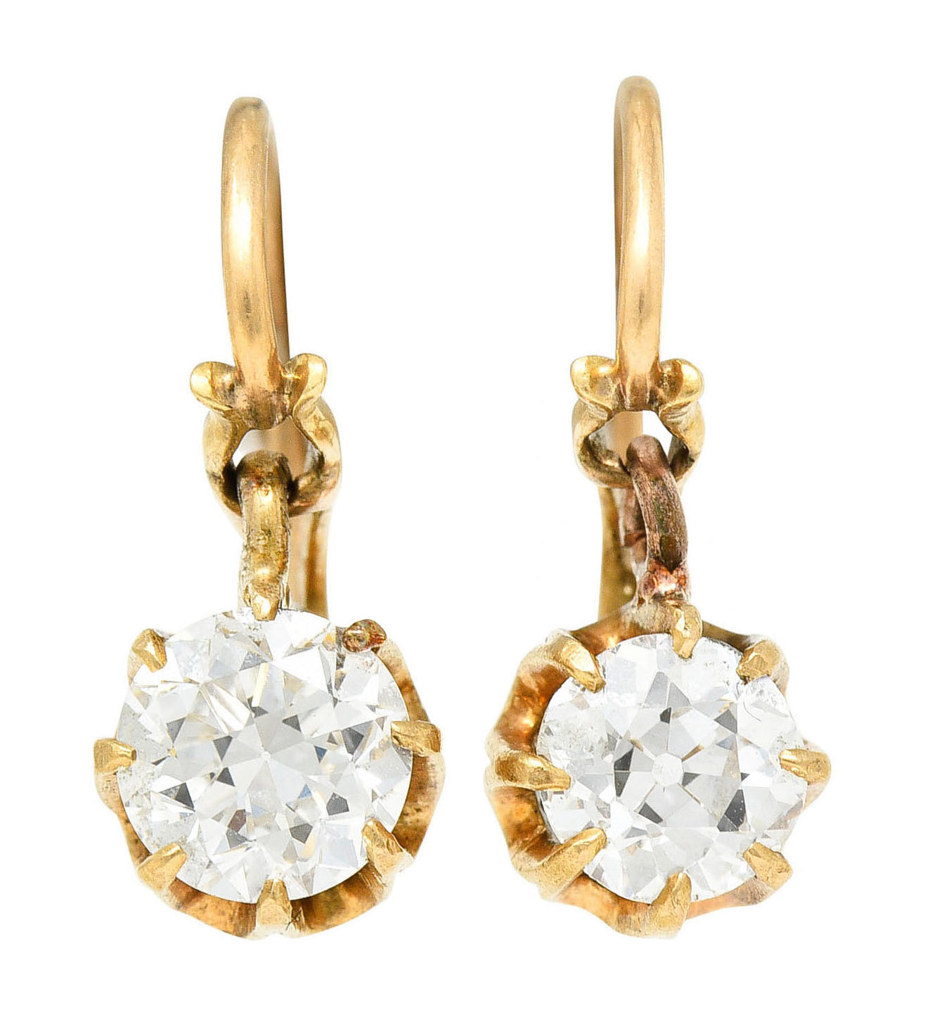 Victorian 1.25 CTW Diamond 14 Karat Gold Drop EarringsEarrings - Wilson's Estate Jewelry