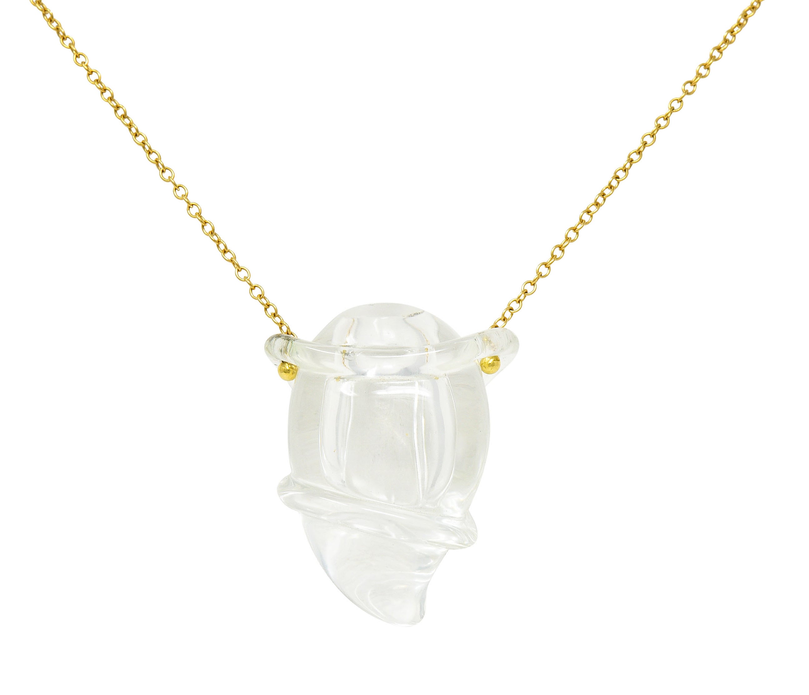 Elsa Peretti Tiffany & Co. Rock Crystal Quartz 18 Karat Gold Long Chain Bottle NecklaceNecklace - Wilson's Estate Jewelry