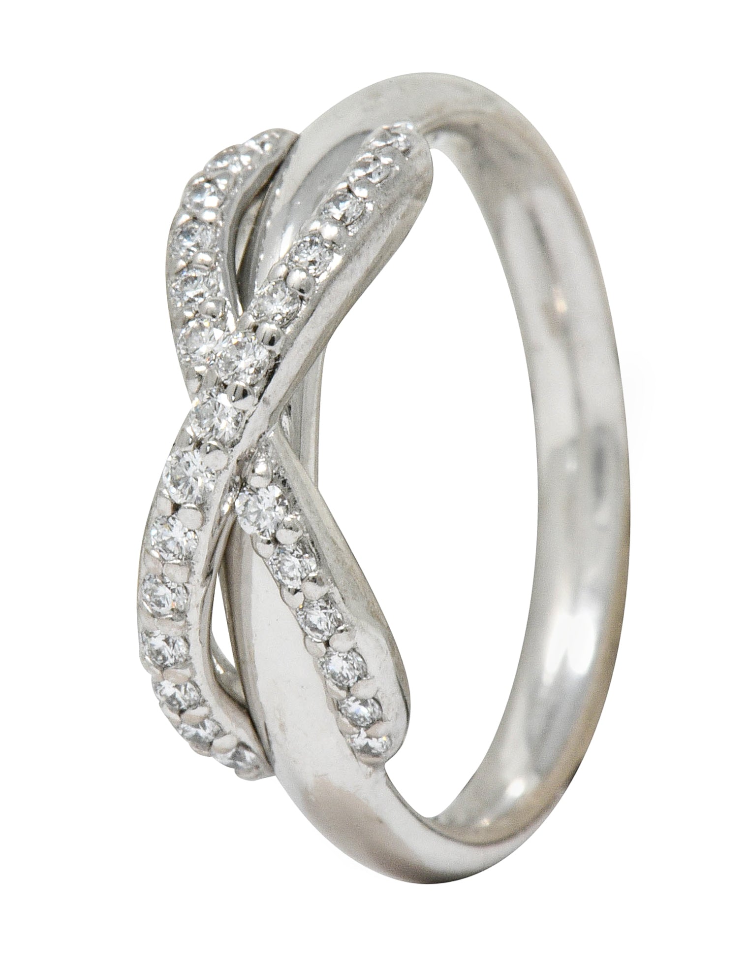 Tiffany & Co. Diamond 18 Karat White Gold Infinity Stacking Band Ring - Wilson's Estate Jewelry