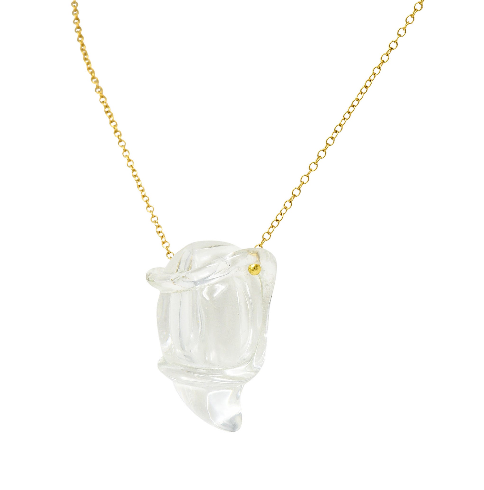 Elsa Peretti Tiffany & Co. Rock Crystal Quartz 18 Karat Gold Long Chain Bottle NecklaceNecklace - Wilson's Estate Jewelry