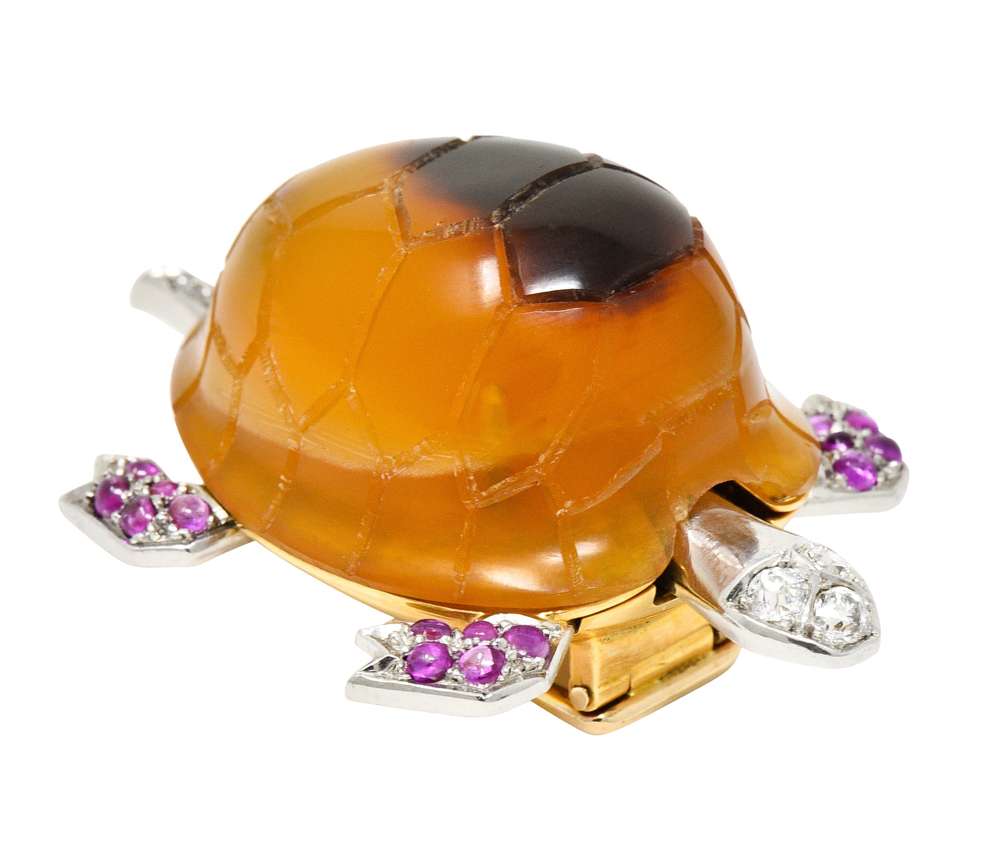 1950's Cartier Ruby Diamond Platinum 18 Karat Gold Turtle BroochBrooch - Wilson's Estate Jewelry