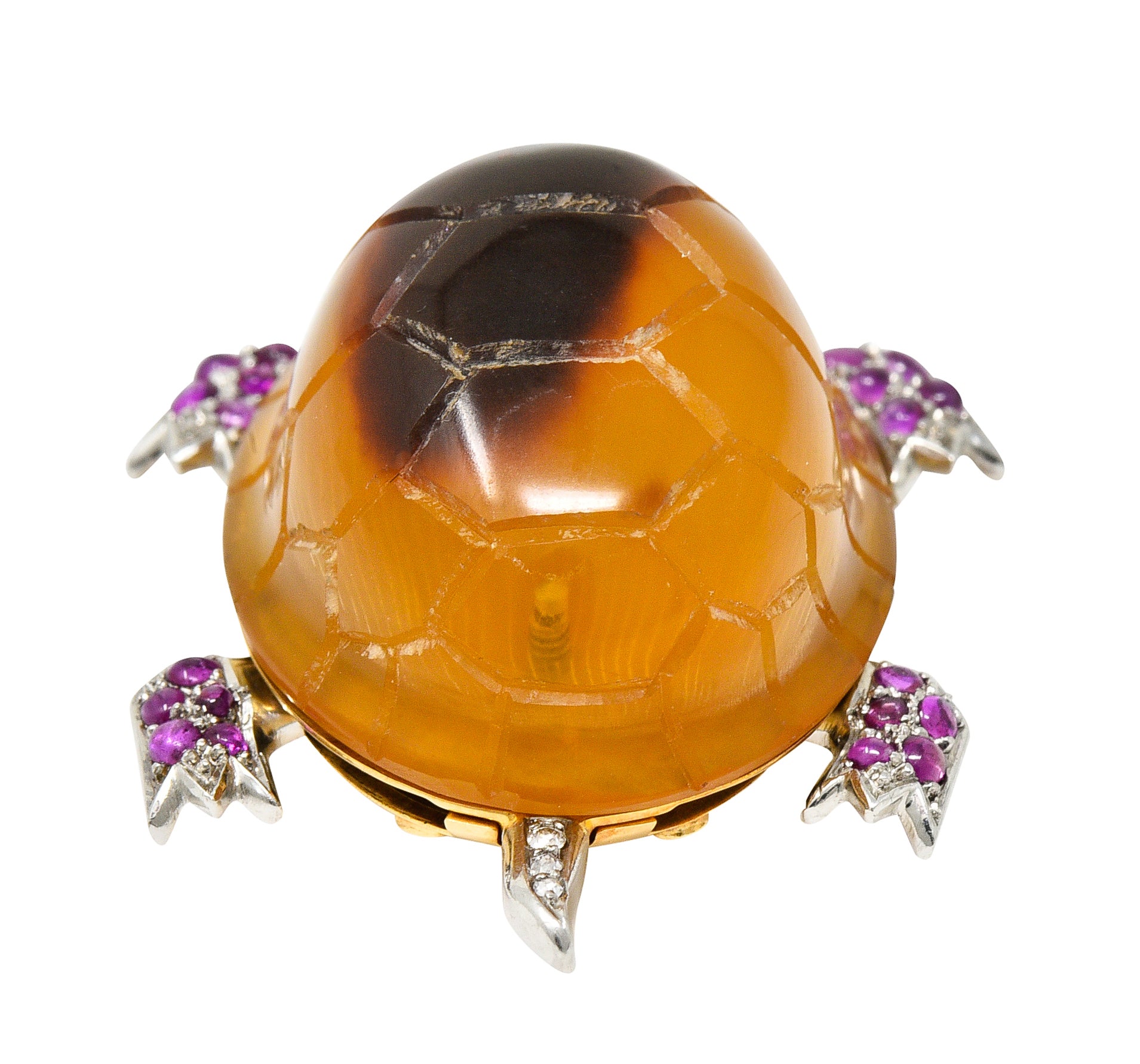 1950's Cartier Ruby Diamond Platinum 18 Karat Gold Turtle BroochBrooch - Wilson's Estate Jewelry