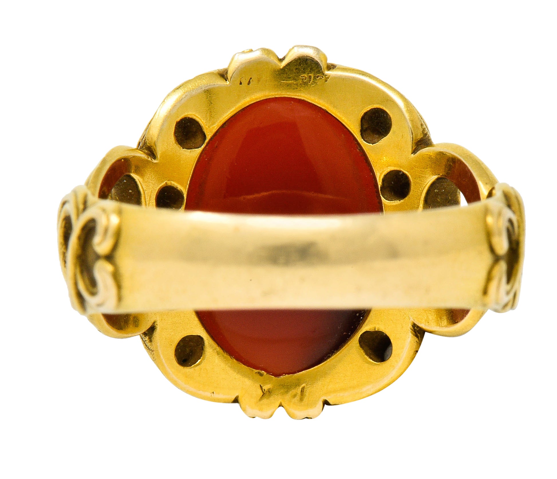 Art Nouveau Carnelian 14 Karat Gold Whiplash Unisex RingRing - Wilson's Estate Jewelry