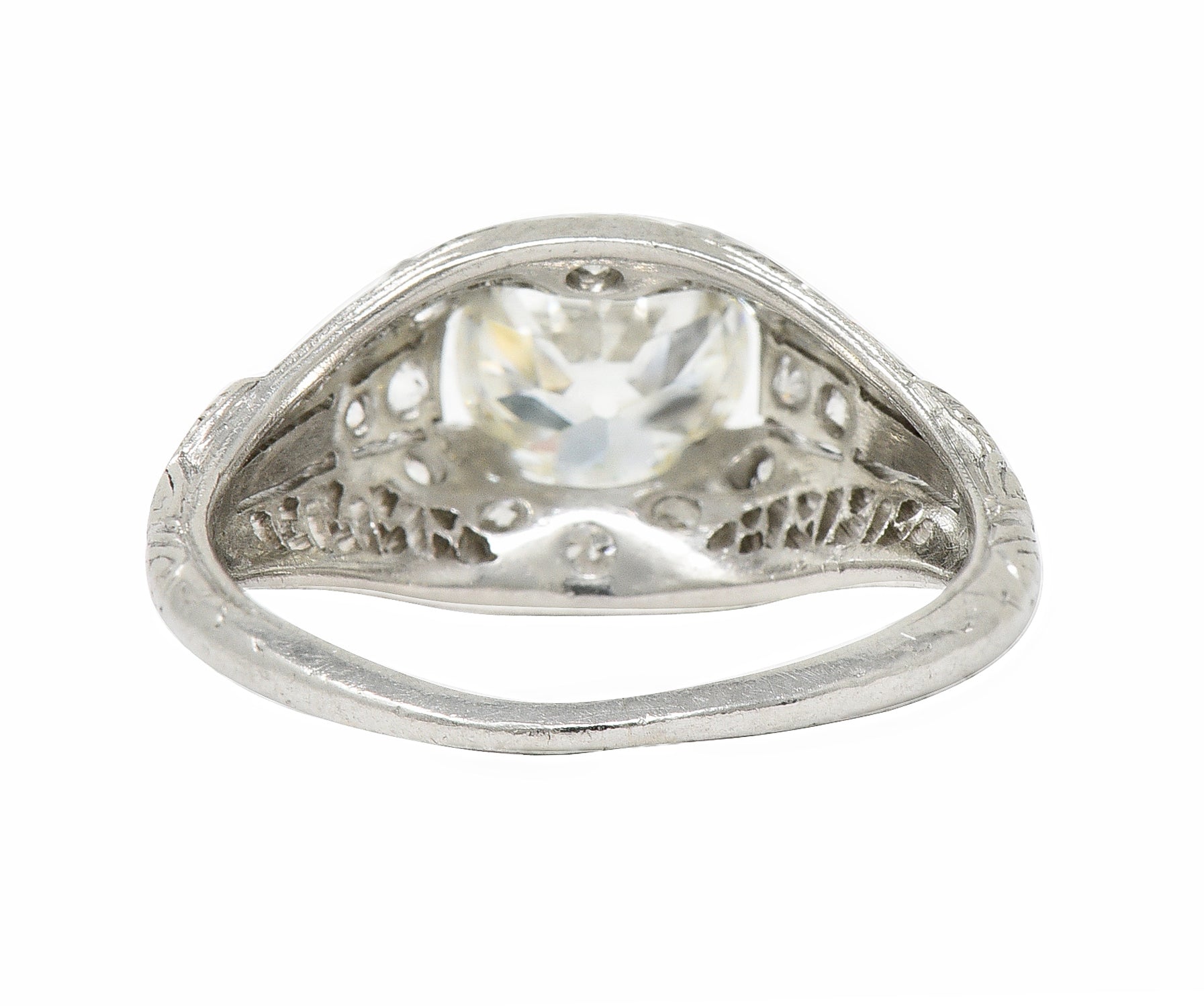 Art Deco 1.38 CTW Diamond Platinum Crescent Cluster Vintage Engagement Ring