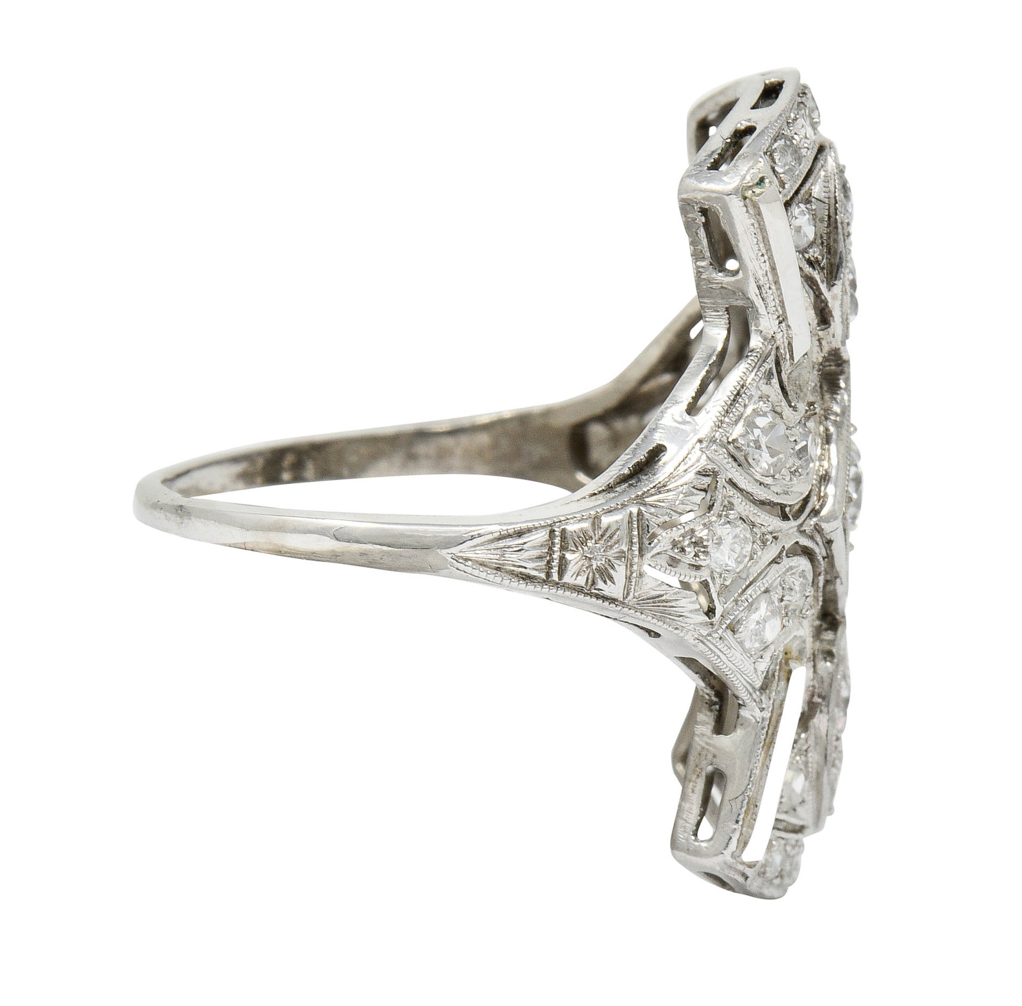 Art Deco 1.00 CTW Diamond Platinum Flared Dinner Ring Circa 1930Ring - Wilson's Estate Jewelry