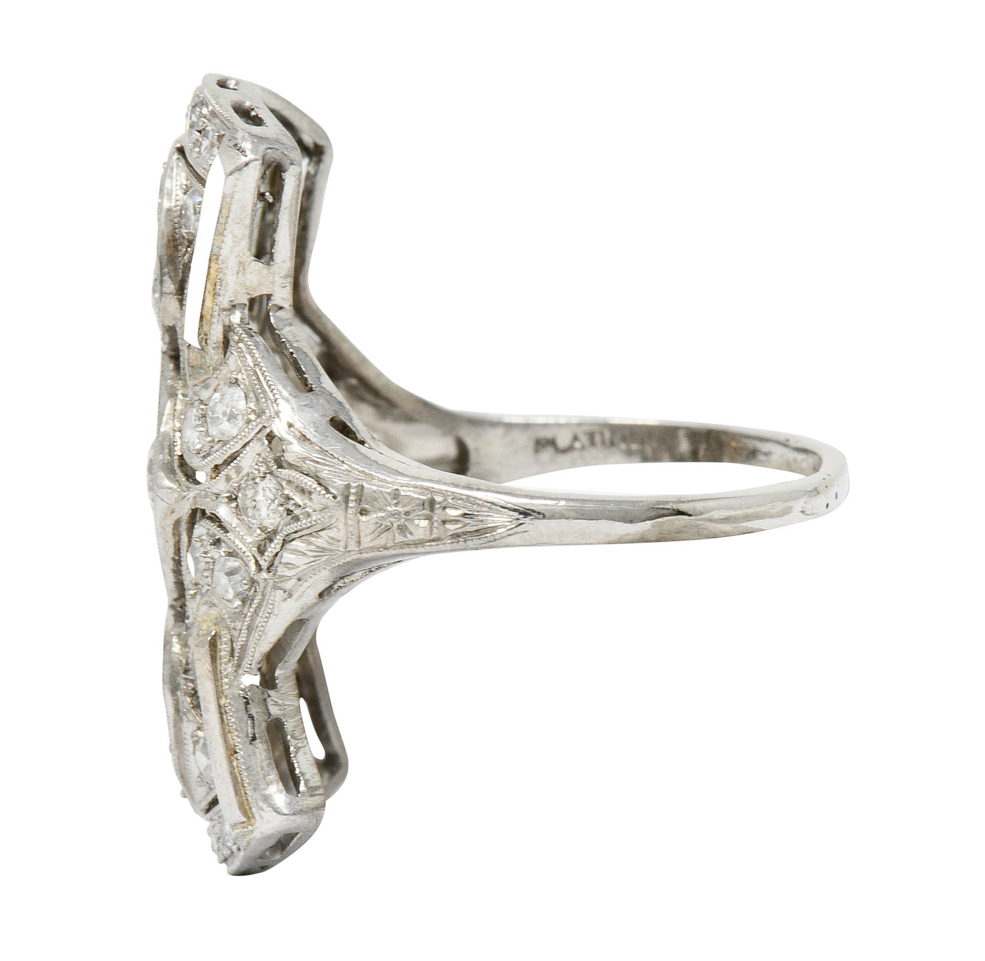 Art Deco 1.00 CTW Diamond Platinum Flared Dinner Ring Circa 1930Ring - Wilson's Estate Jewelry