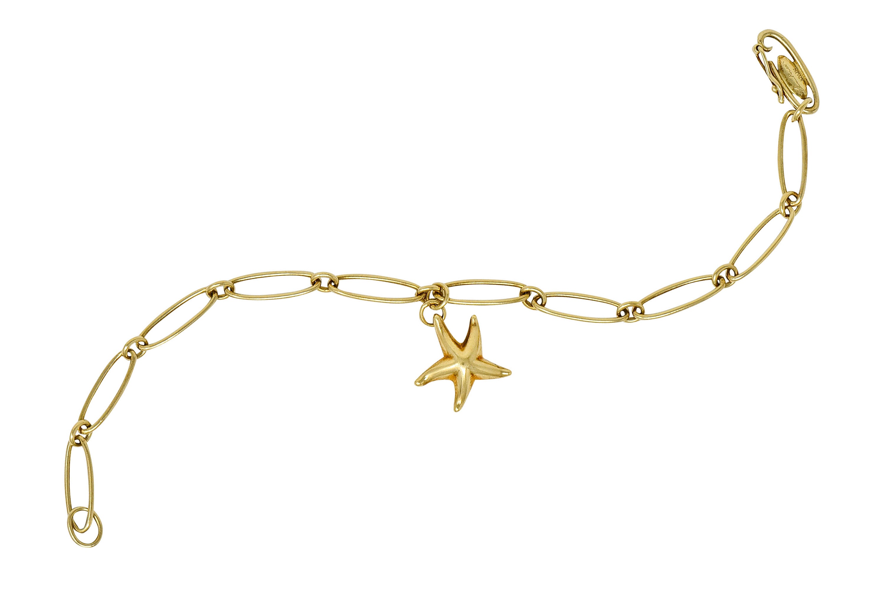 Elsa Peretti Tiffany & Co. Spain 18 Karat Gold Starfish Charm Bracelet - Wilson's Estate Jewelry