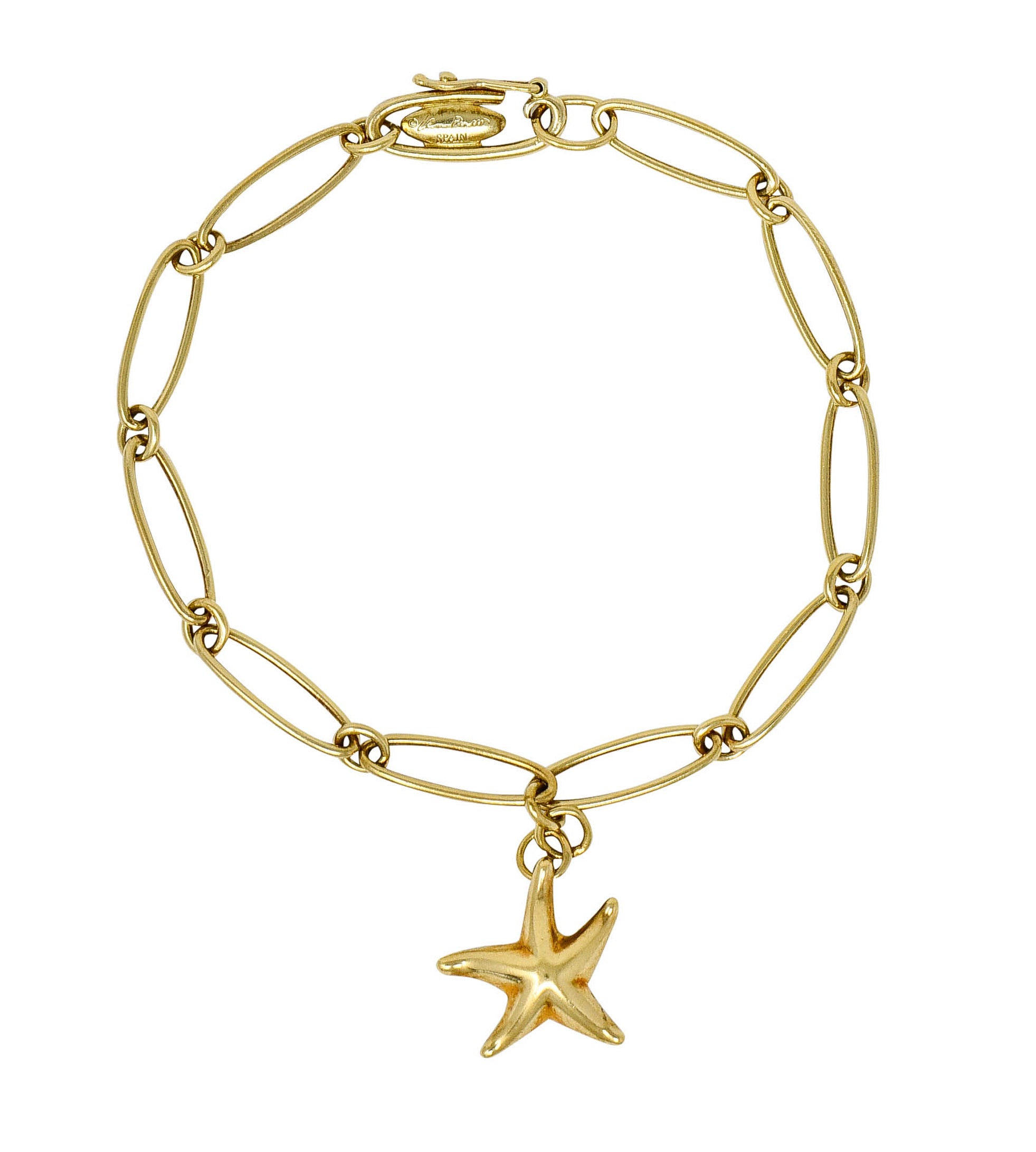 Elsa Peretti Tiffany & Co. Spain 18 Karat Gold Starfish Charm Bracelet - Wilson's Estate Jewelry