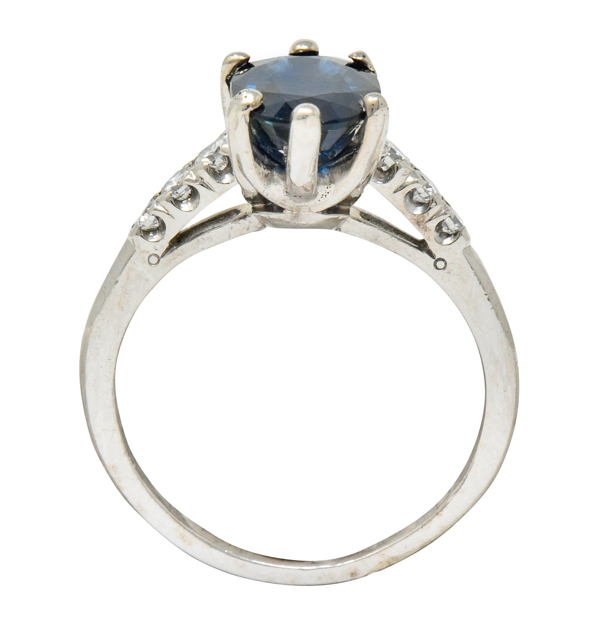 Vintage 2.05 CTW Sapphire Diamond Platinum Engagement RingRing - Wilson's Estate Jewelry