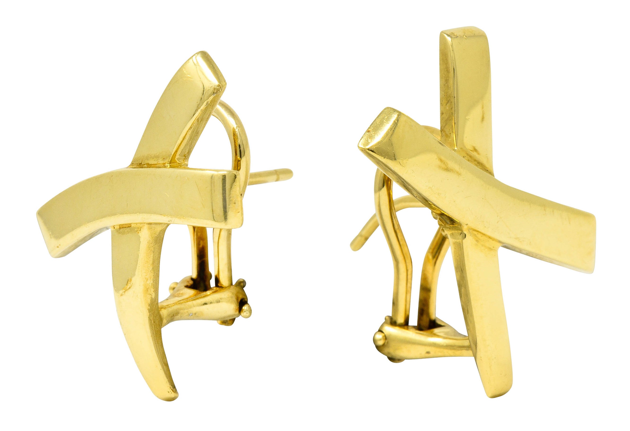 1980's Paloma Picasso Tiffany & Co. 18 Karat Gold Graffiti X Earrings - Wilson's Estate Jewelry