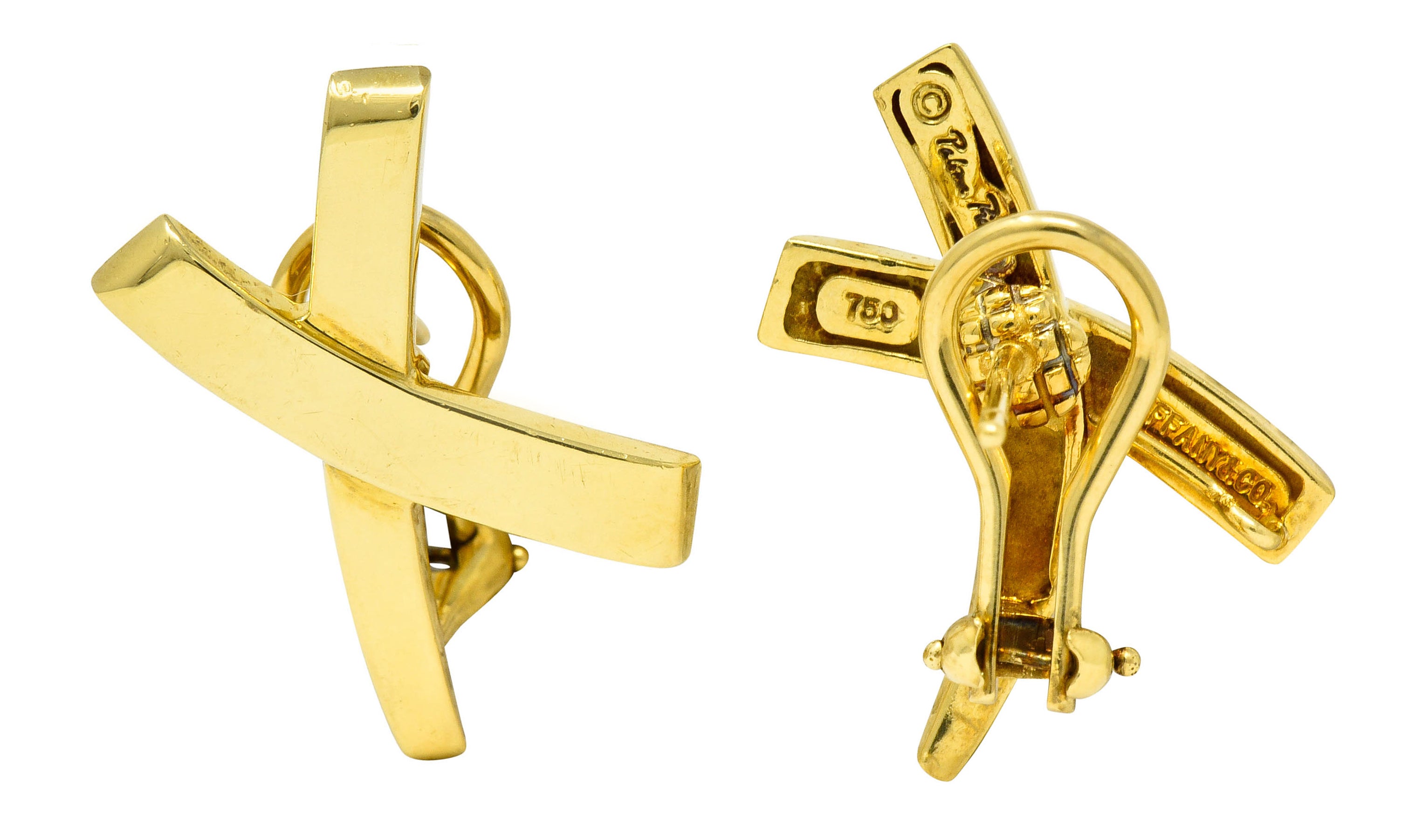 1980's Paloma Picasso Tiffany & Co. 18 Karat Gold Graffiti X Earrings - Wilson's Estate Jewelry