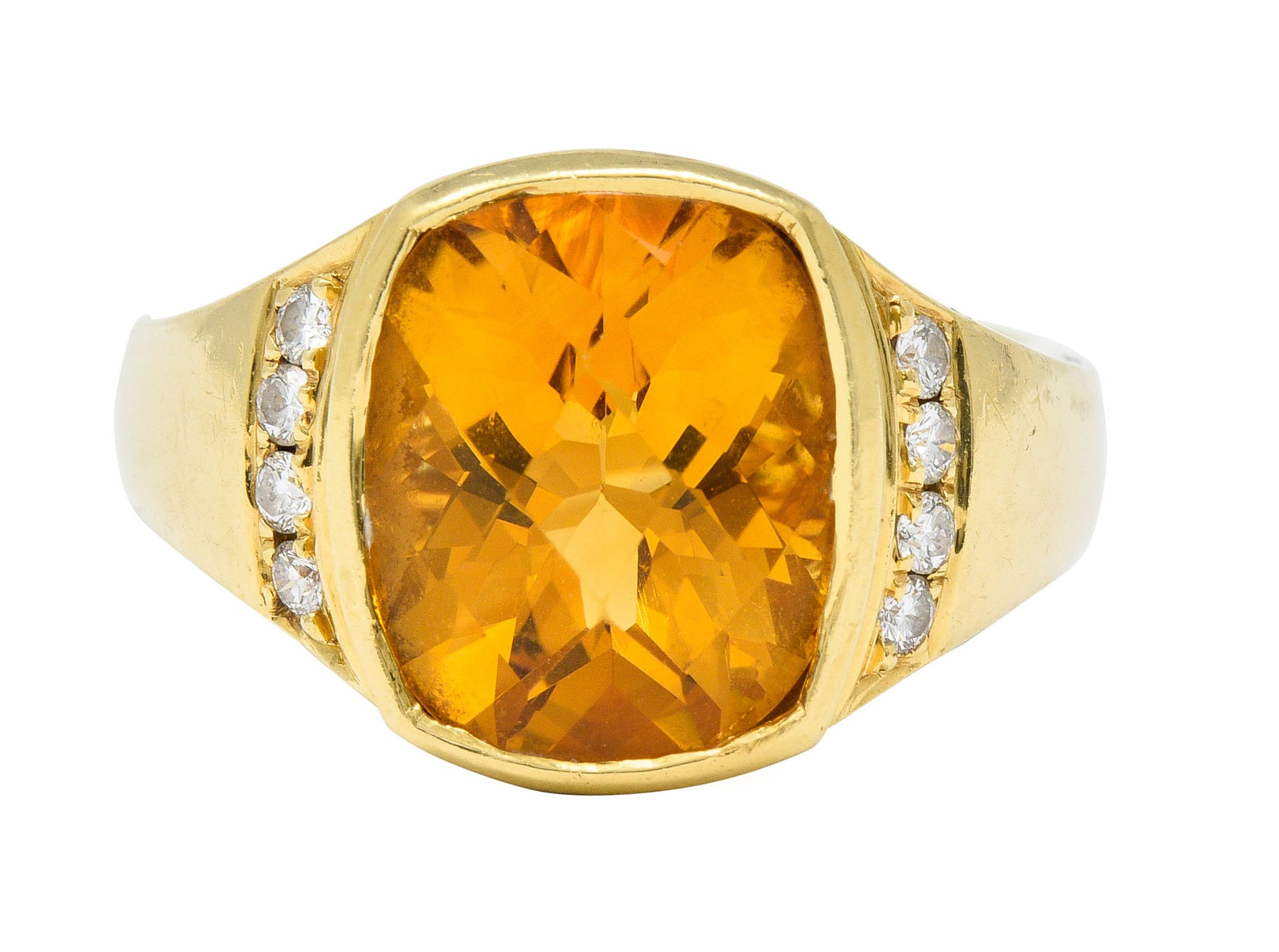 Contemporary Citrine Diamond 18 Karat Gold Statement RingRing - Wilson's Estate Jewelry