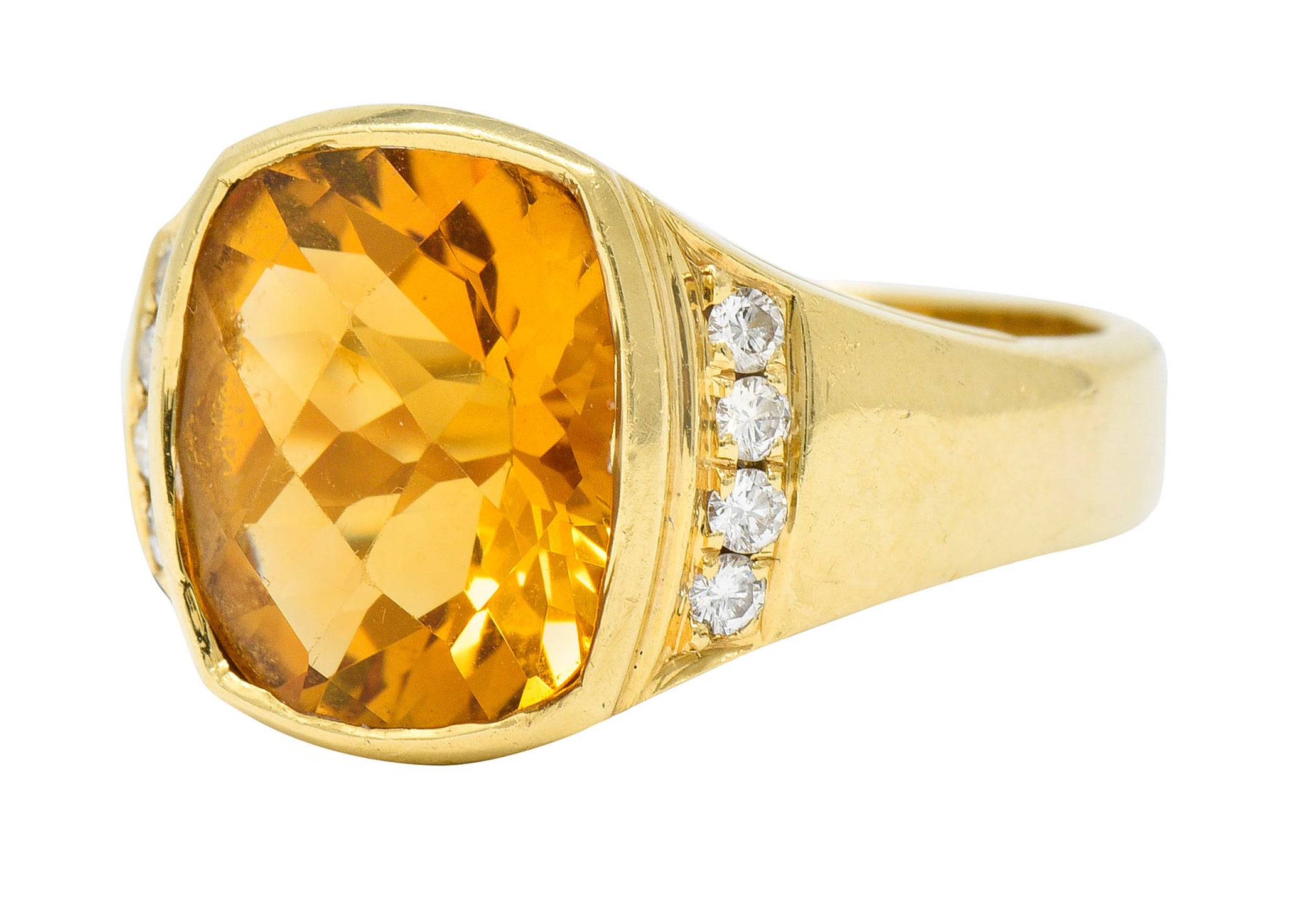 Contemporary Citrine Diamond 18 Karat Gold Statement RingRing - Wilson's Estate Jewelry