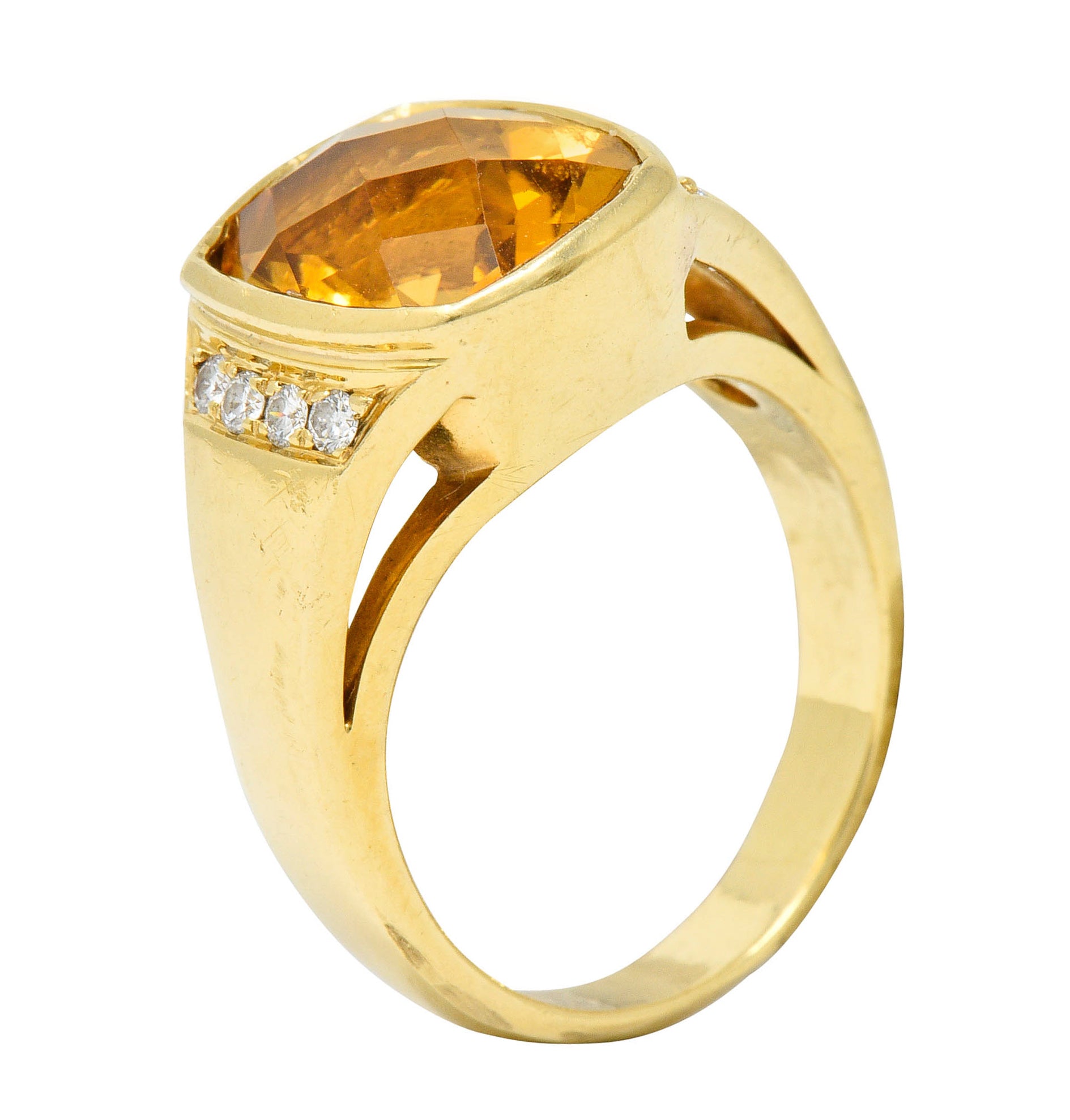 Contemporary Citrine Diamond 18 Karat Gold Statement RingRing - Wilson's Estate Jewelry