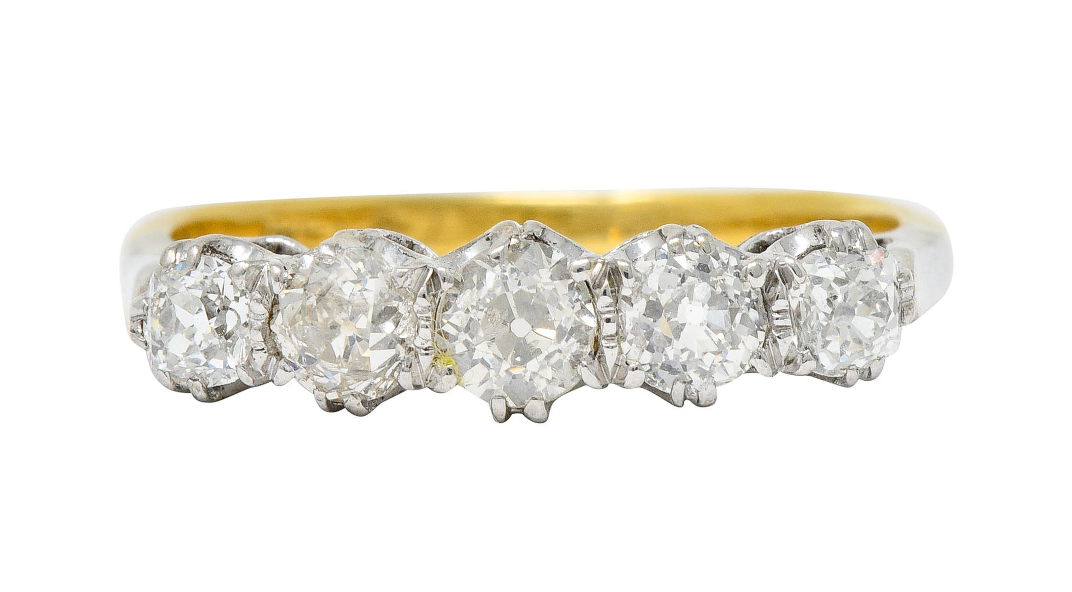 1920's Art Deco 1.00 CTW Diamond Platinum 14 Karat Gold Five Stone Band RingRing - Wilson's Estate Jewelry