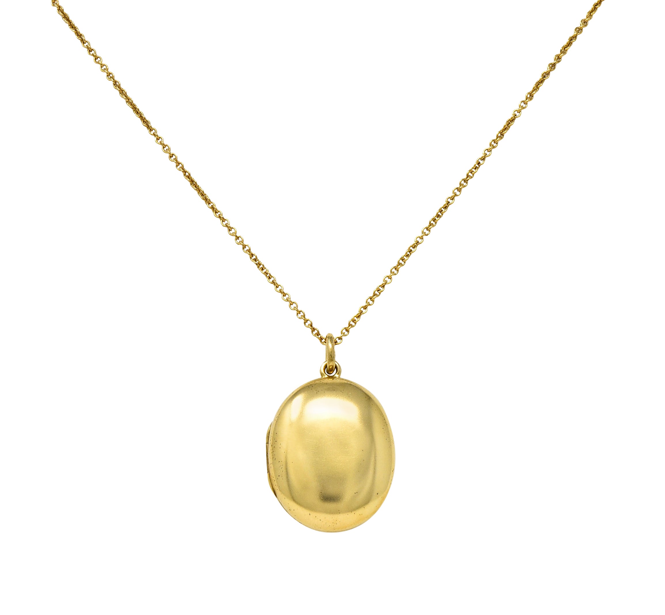 Tiffany & Co. Vintage 14 Karat Gold Oval Locket Pendant Necklace - Wilson's Estate Jewelry