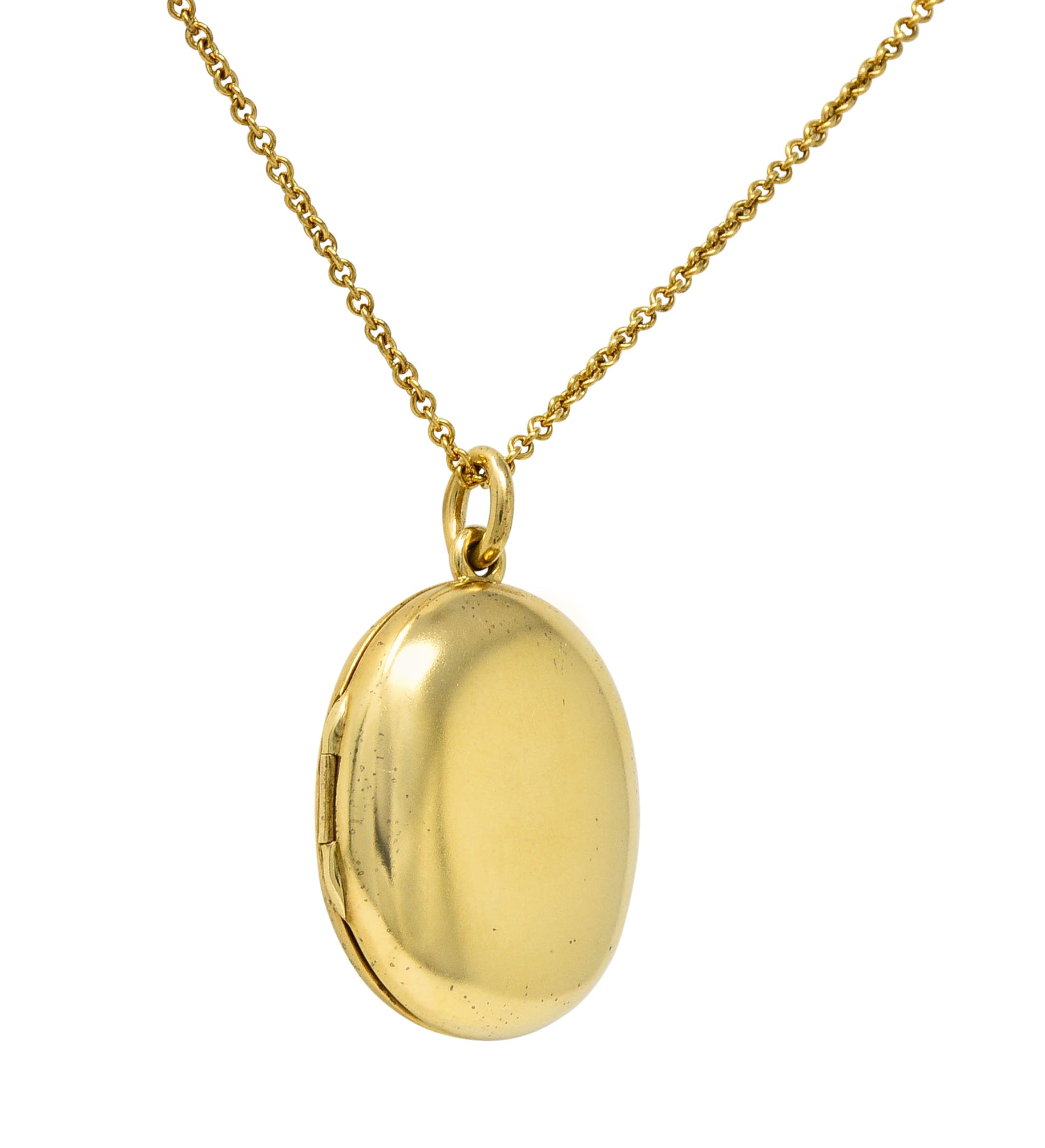 Tiffany & Co. Vintage 14 Karat Gold Oval Locket Pendant Necklace - Wilson's Estate Jewelry