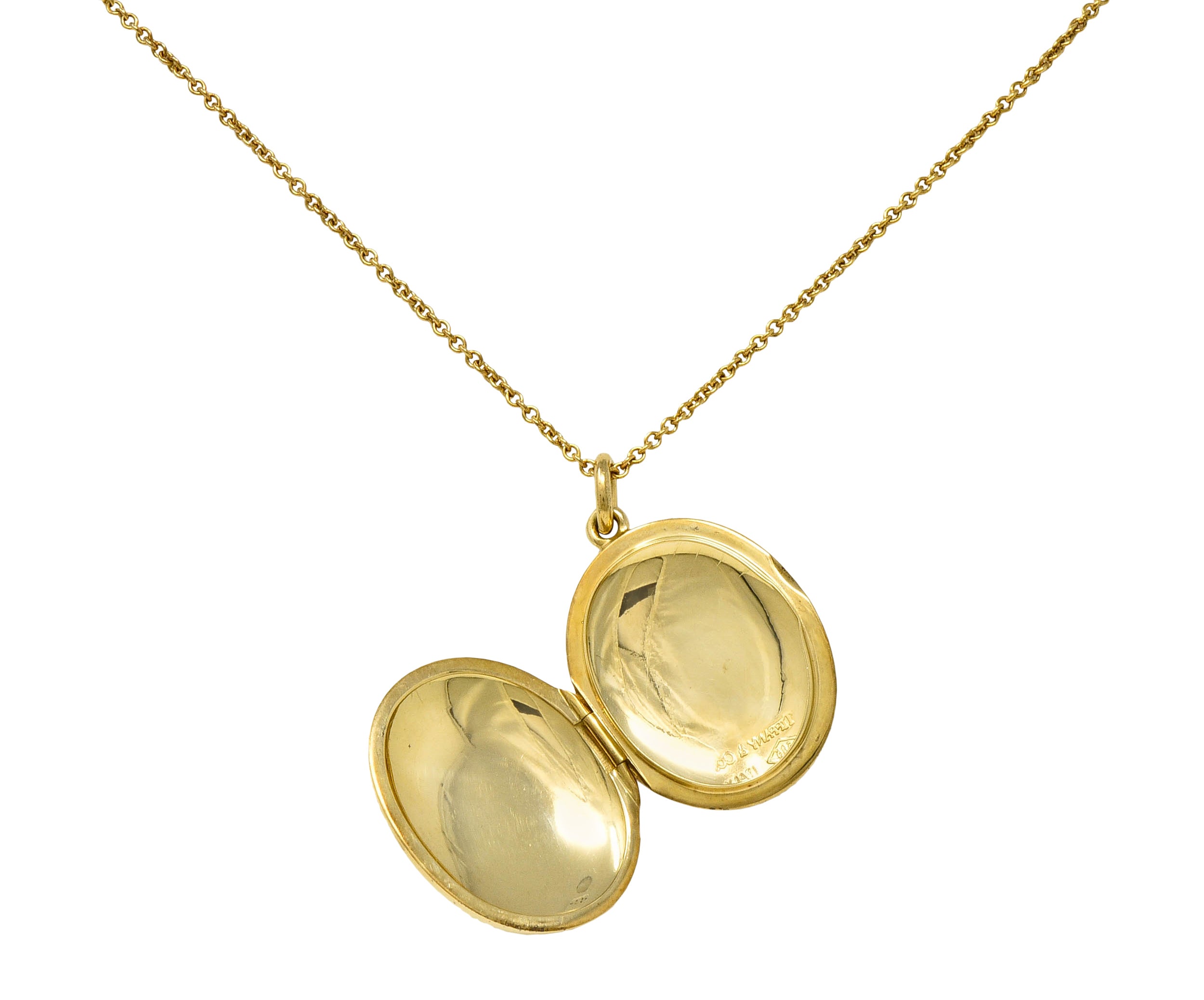 Tiffany & Co. Vintage 14 Karat Gold Oval Locket Pendant Necklace - Wilson's Estate Jewelry