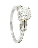 Jabel Art Deco 1.36 CTW Diamond 18 Karat White Gold Vintage Engagement Ring GIA Wilson's Estate Jewelry