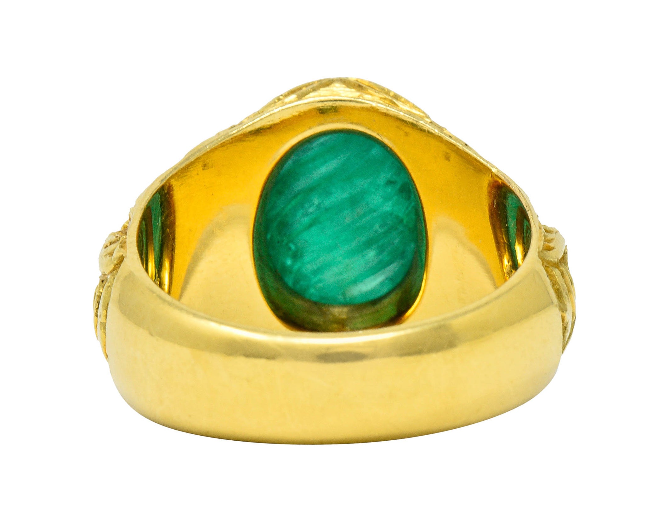 Vintage Carved Emerald 18 Karat Gold Green Man Men’s Unisex RingRing - Wilson's Estate Jewelry