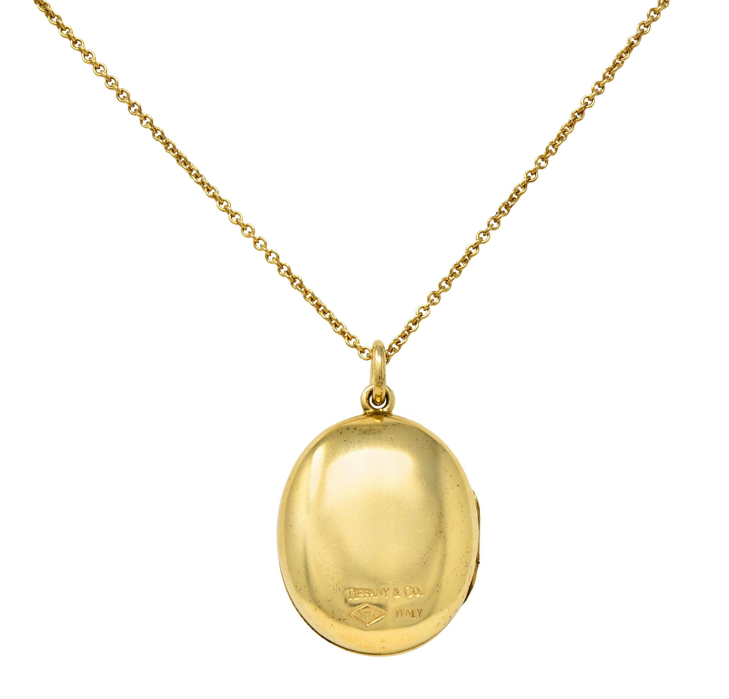 Tiffany & Co. Vintage 14 Karat Gold Oval Locket Pendant Necklace - Wilson's Estate Jewelry