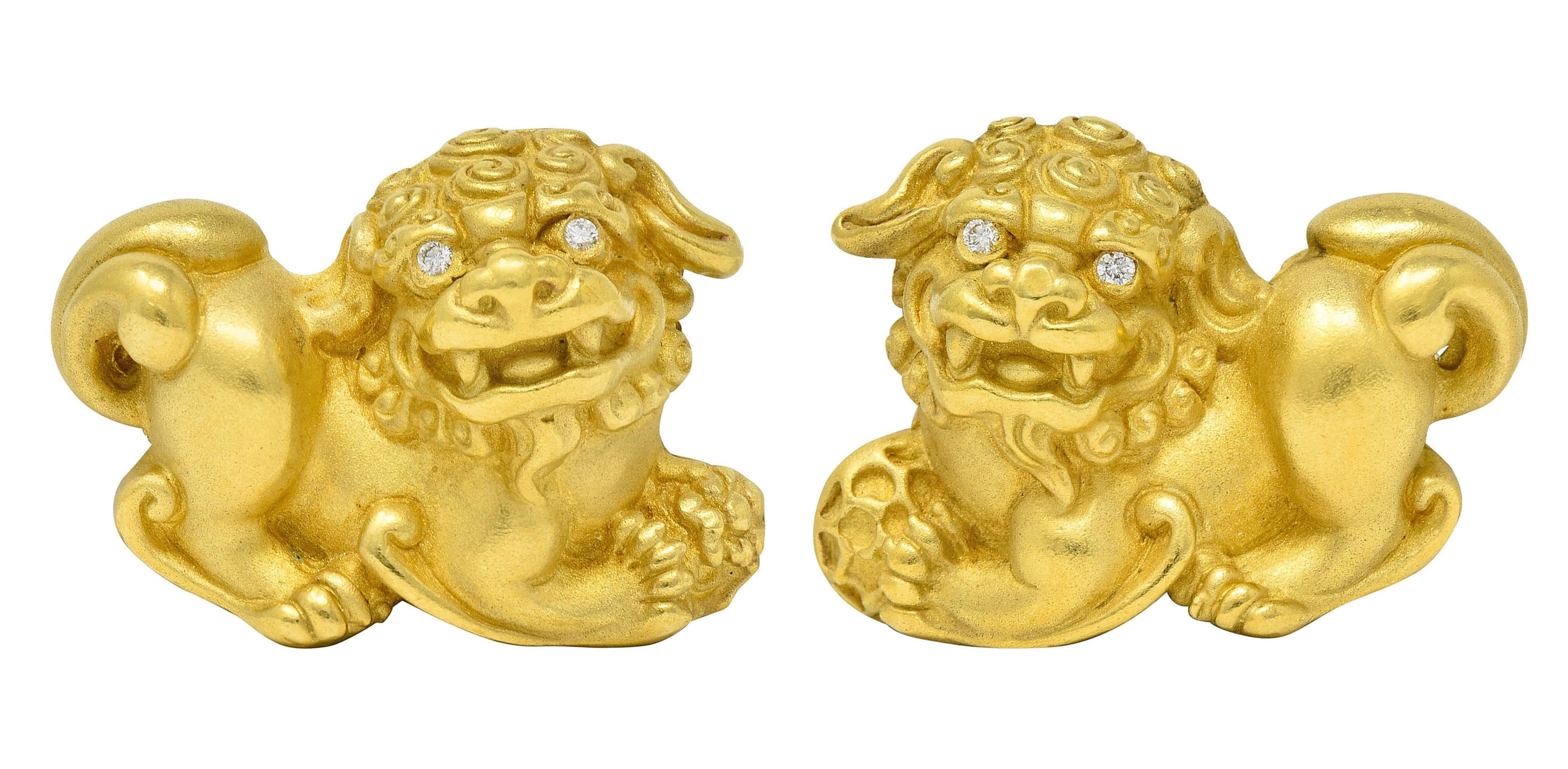 Vintage Kieselstein Cord Diamond 18 Karat Yellow Gold Chinese Lion EarringsEarrings - Wilson's Estate Jewelry