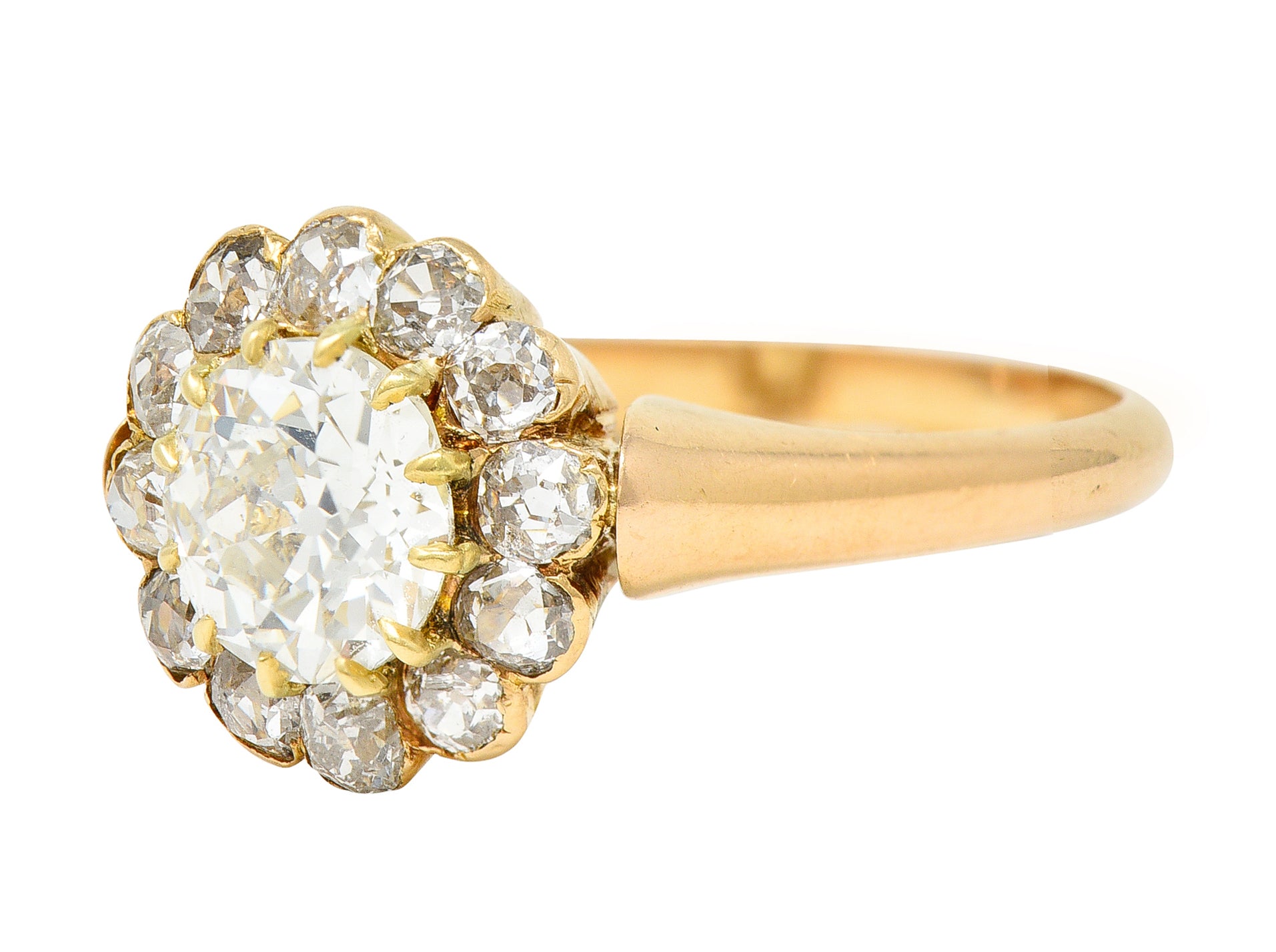 Victorian 2.26 CTW Diamond 18 Karat Yellow Gold Cluster RingRing - Wilson's Estate Jewelry