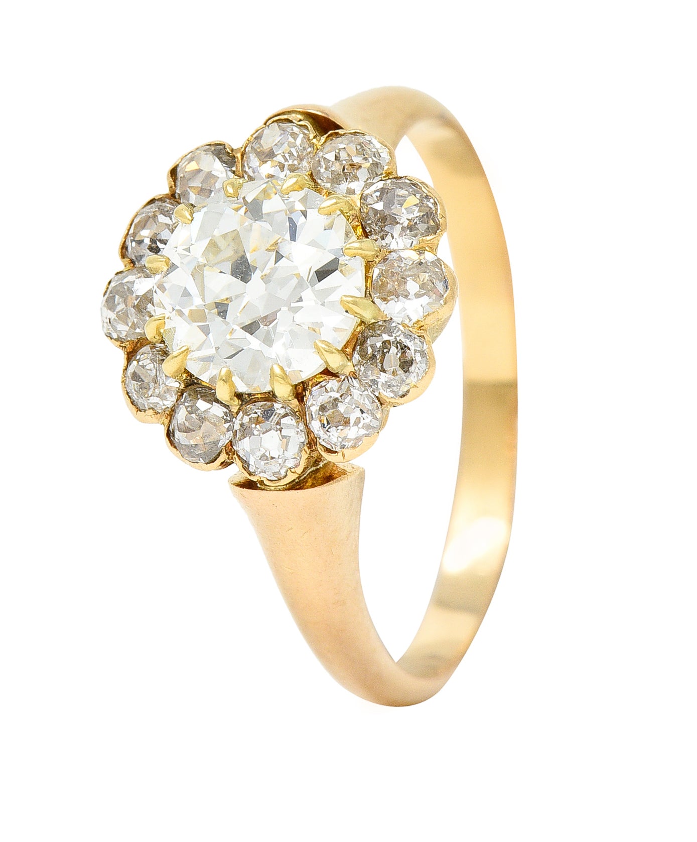 Victorian 2.26 CTW Diamond 18 Karat Yellow Gold Cluster RingRing - Wilson's Estate Jewelry