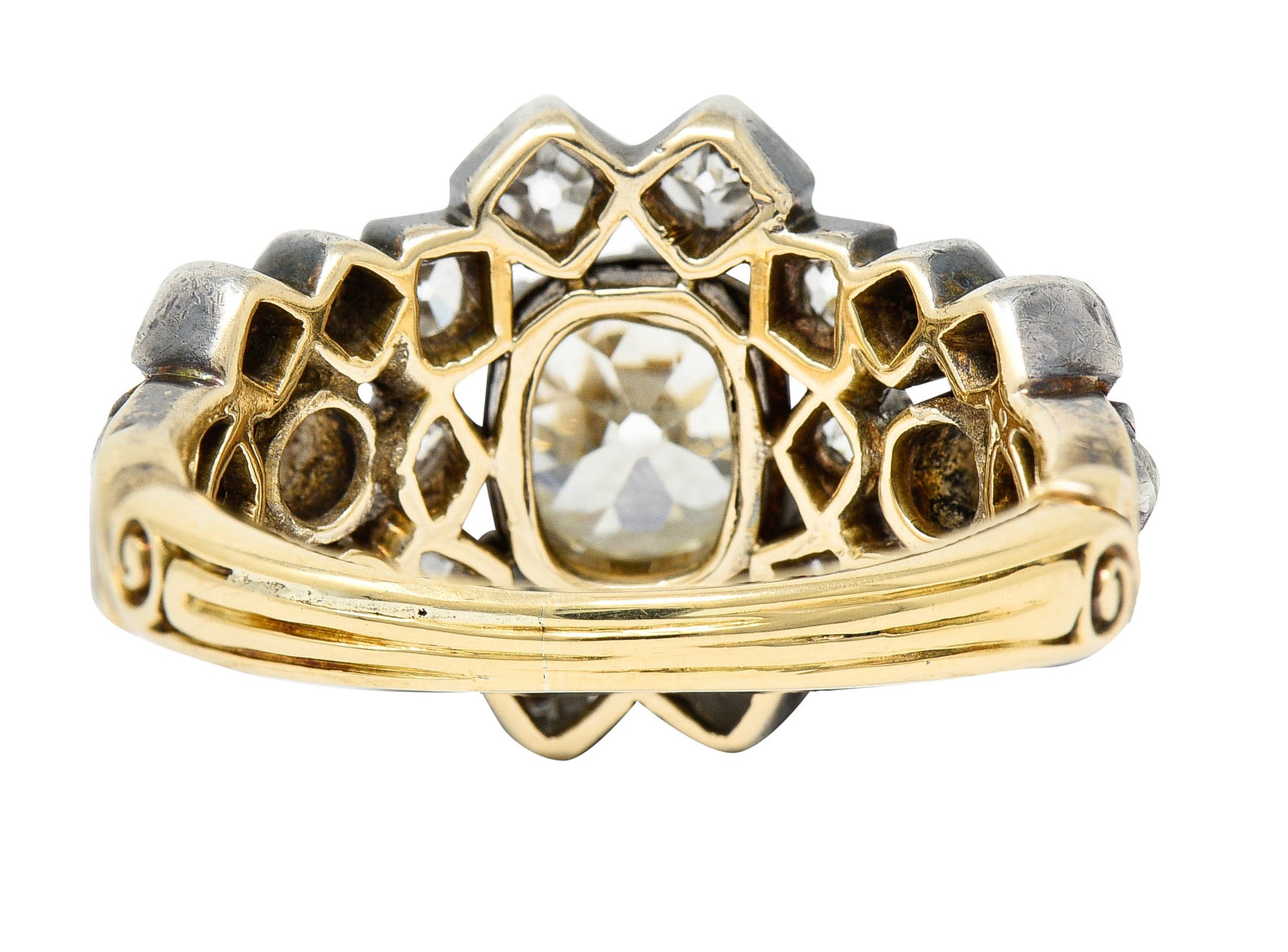 Victorian 2.45 CTW Old Mine Diamond Silver-Topped 18 Karat Gold Cluster RingRing - Wilson's Estate Jewelry