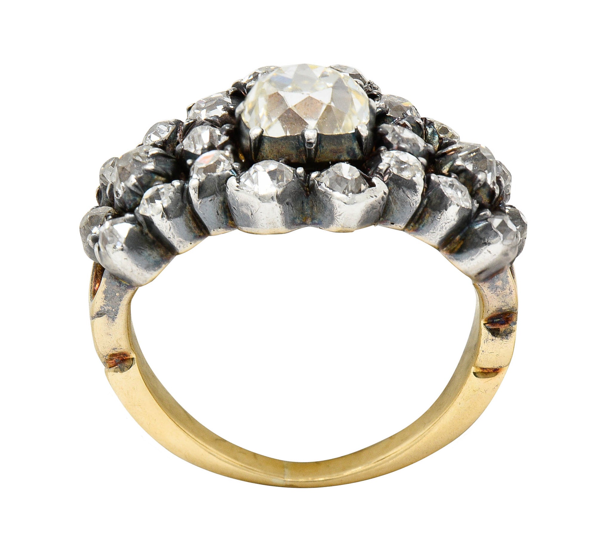 Victorian 2.45 CTW Old Mine Diamond Silver-Topped 18 Karat Gold Cluster RingRing - Wilson's Estate Jewelry