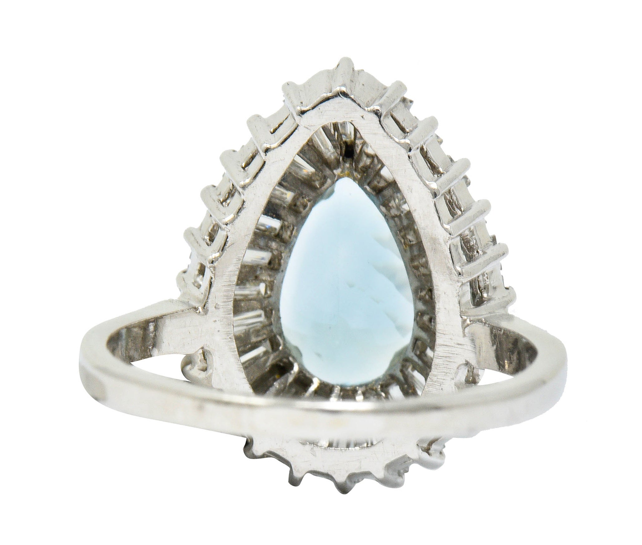 1950's Mid-Century 4.61 CTW Aquamarine Diamond Platinum Ballerina Halo RingRing - Wilson's Estate Jewelry