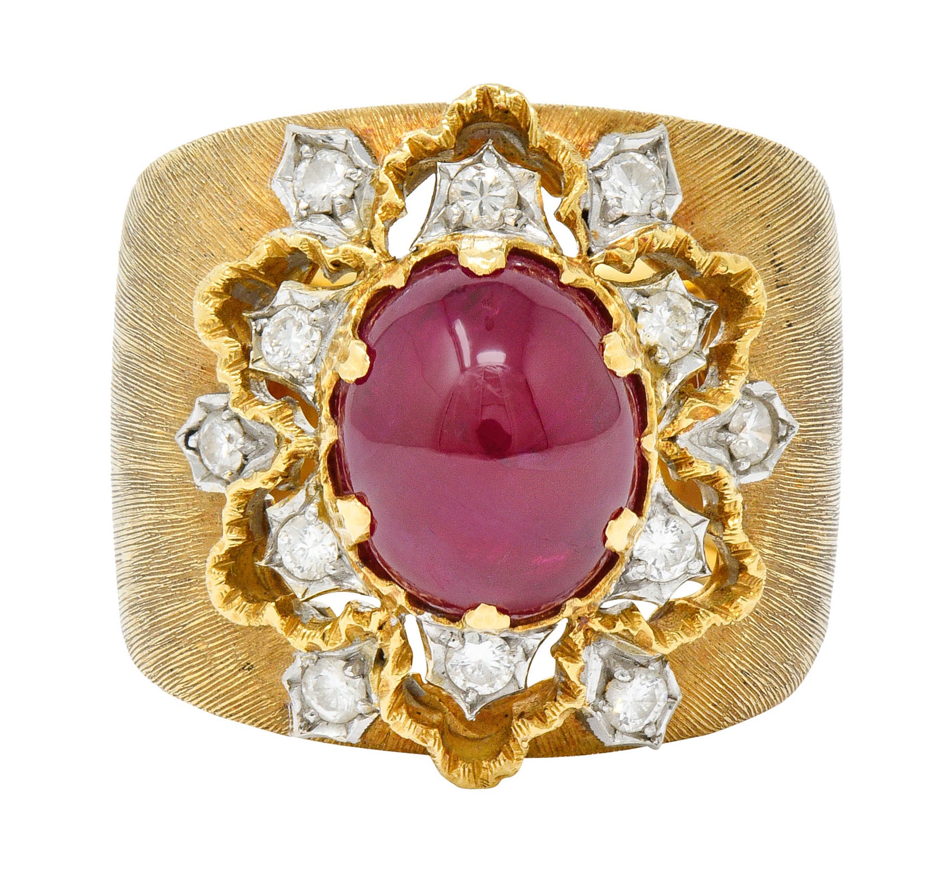 Buccellati 4.95 CTW Ruby Diamond 18 Karat Gold Italian Cluster RingRing - Wilson's Estate Jewelry