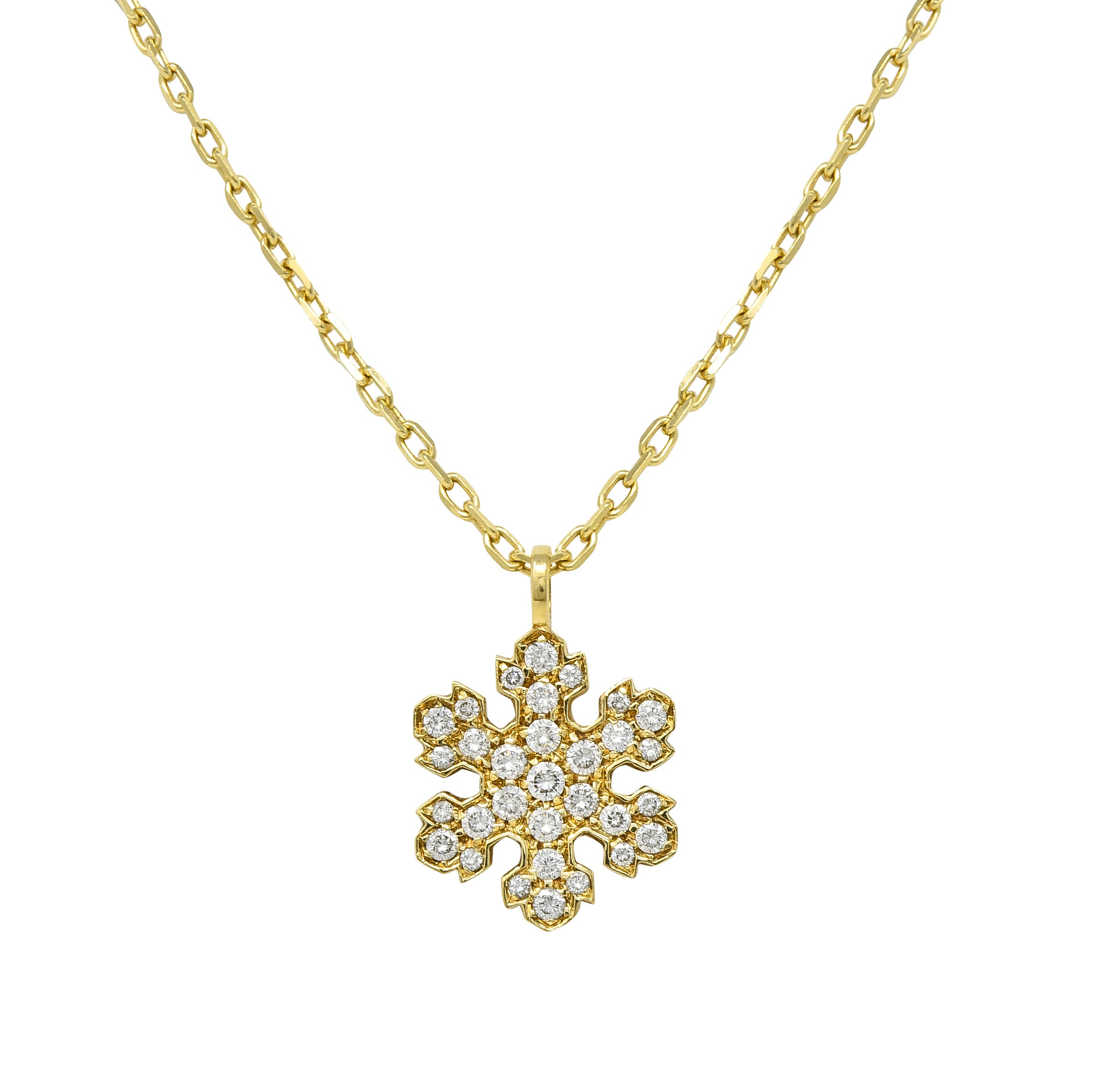 Bulgari Diamond 0.75 CTW Diamond 18 Karat Gold Fiocco De Neve Snowflake Necklace